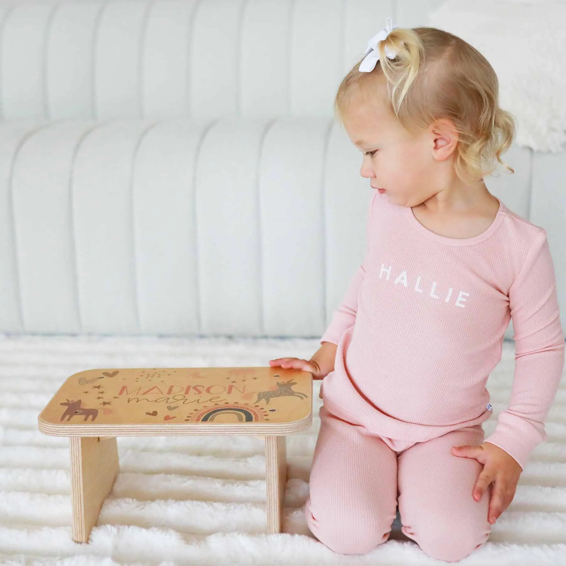 Kids Personalized Step Stool | Unicorns & Rainbows