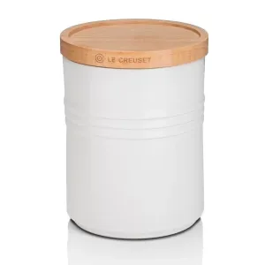 Le Creuset Stoneware Medium Storage Jar with Wooden Lid Cotton