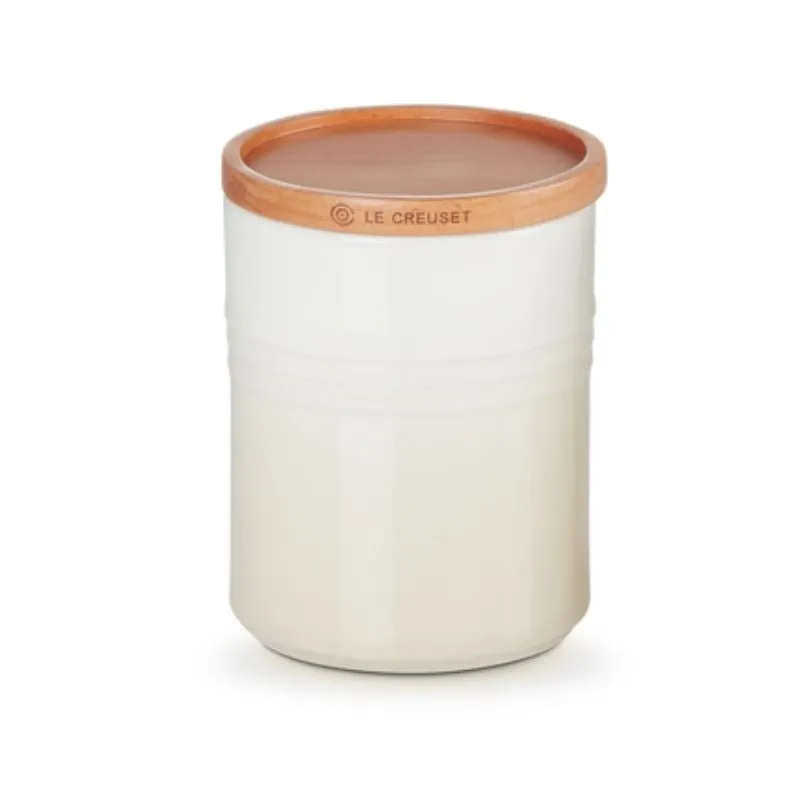 Le Creuset Stoneware Medium Storage Jar with Wooden Lid Meringue