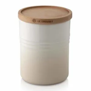 Le Creuset Stoneware Medium Storage Jar with Wooden Lid Meringue