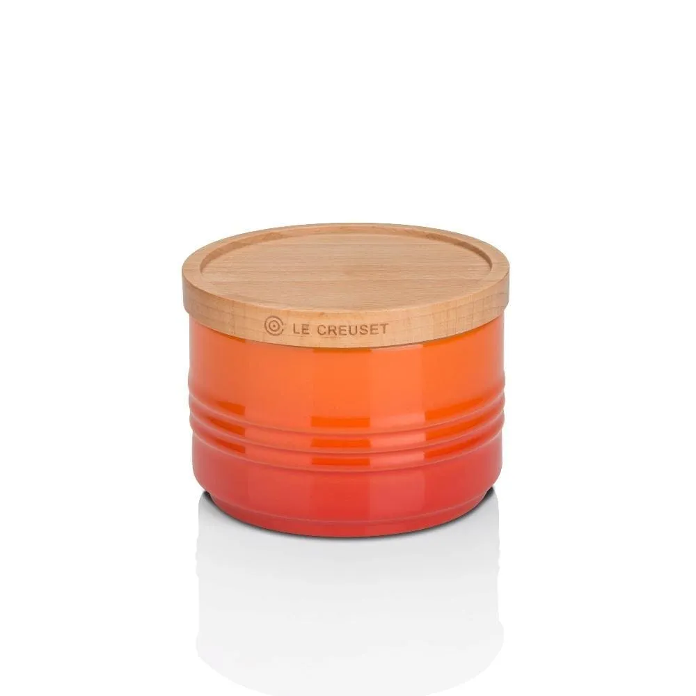 Le Creuset Stoneware Small Storage Jar with Wooden Lid Volcanic (DISC)