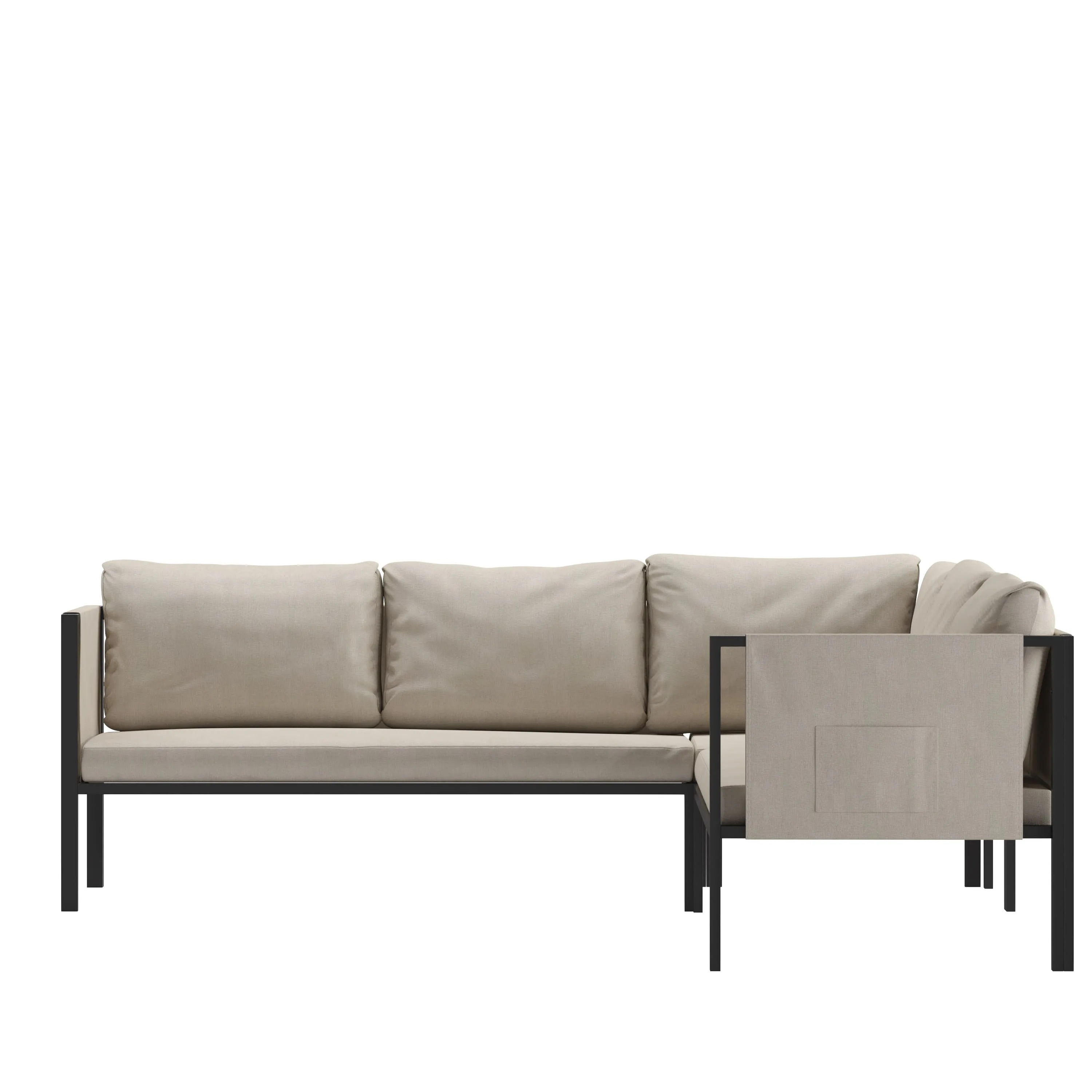 Lea Indoor/Outdoor Sectional with Cushions - Modern Steel Framed Chair with Dual Storage Pockets