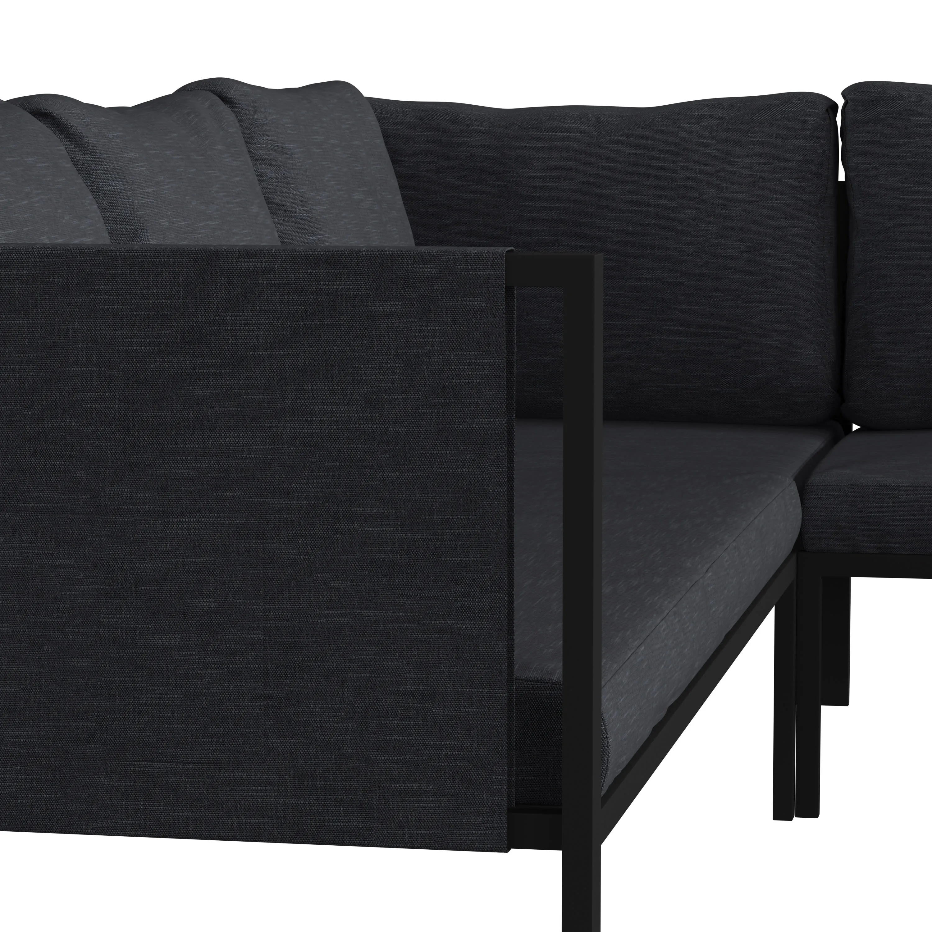 Lea Indoor/Outdoor Sectional with Cushions - Modern Steel Framed Chair with Dual Storage Pockets
