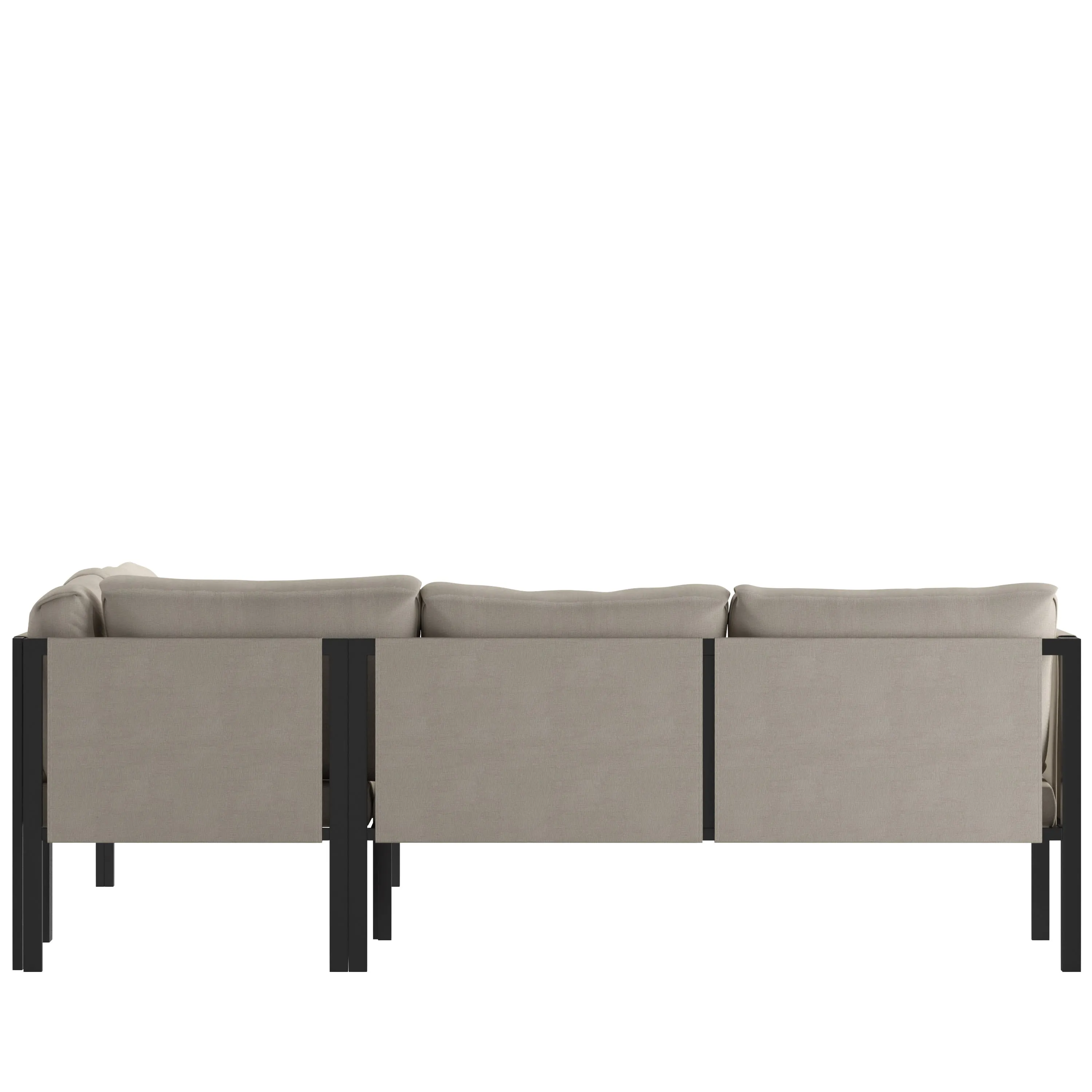 Lea Indoor/Outdoor Sectional with Cushions - Modern Steel Framed Chair with Dual Storage Pockets