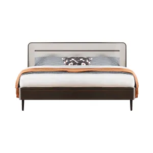 Lennox Elegant Queen Bed in Dark Chocolate and Grey Color