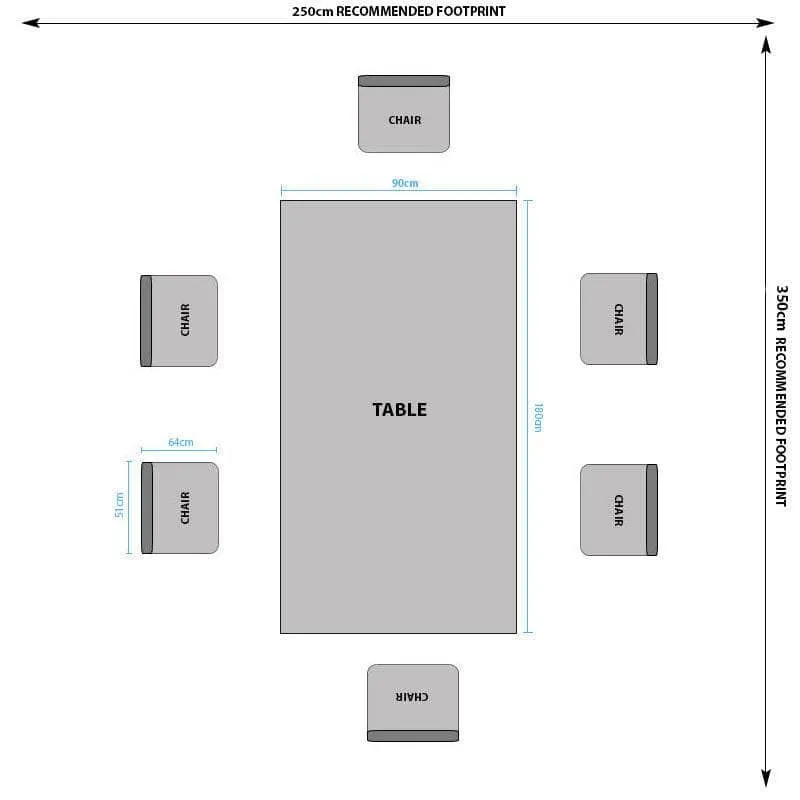 Lincoln Fixed Table And 6 Grey Toronto Chairs