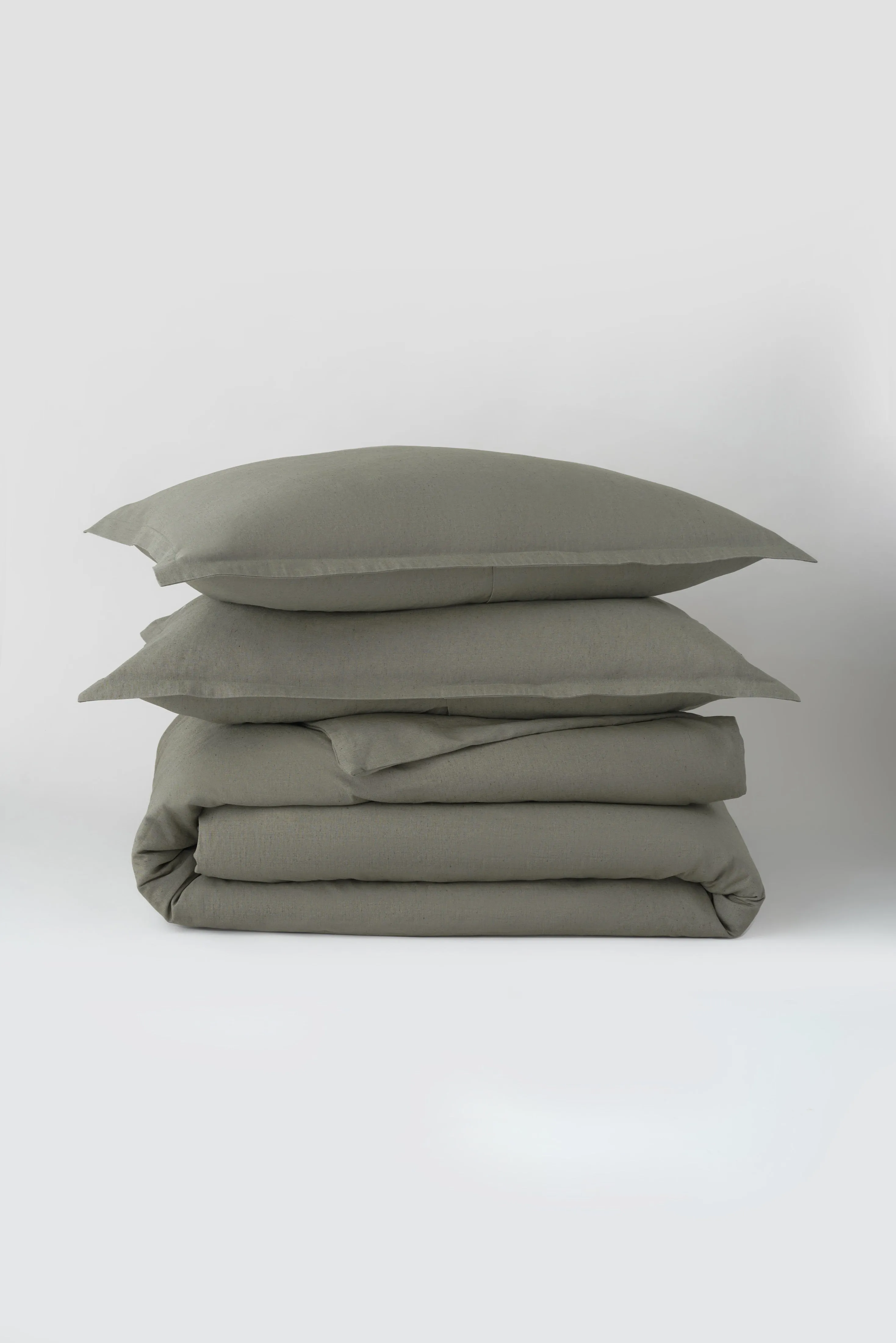 Linen Duvet Cover and Sham Set in Dusty Olive
