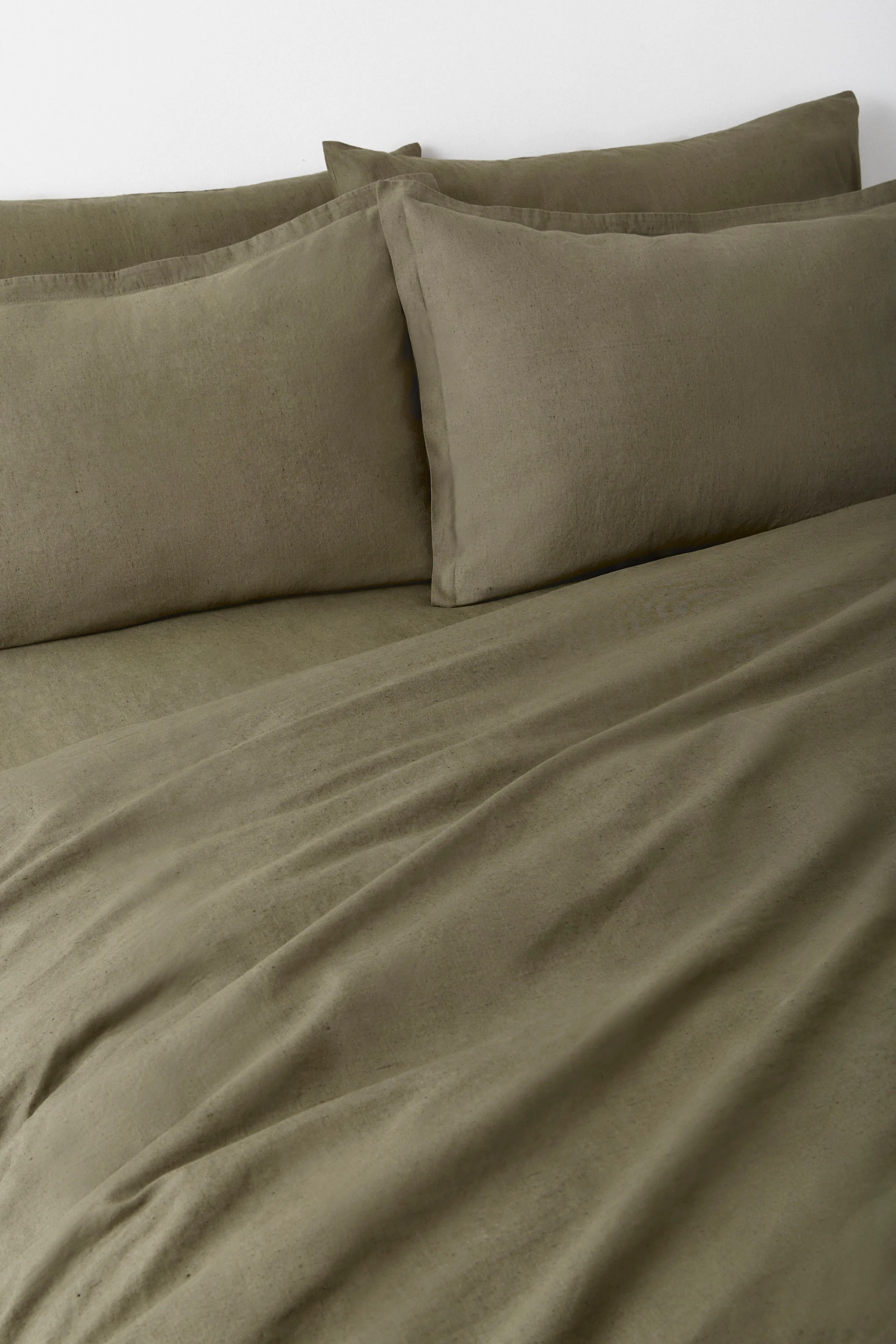 Linen Duvet Cover and Sham Set in Dusty Olive