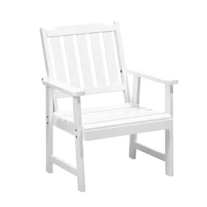Livsip Outdoor Armchair Wooden Patio Furniture Chairs Garden Seat White