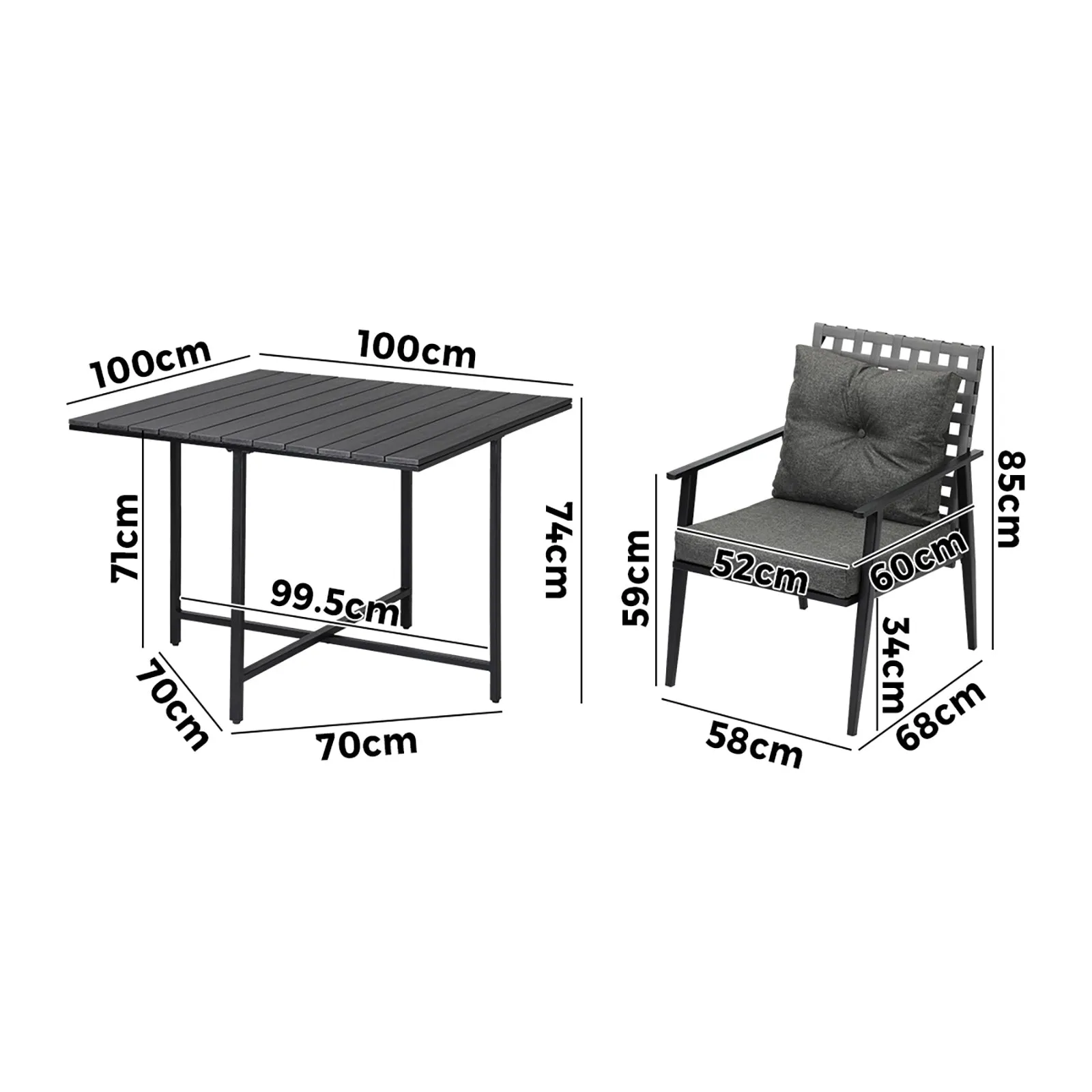 Livsip Outdoor Dining Set Patio Furniture Setting Rattan Chairs and Chairs 5PCS