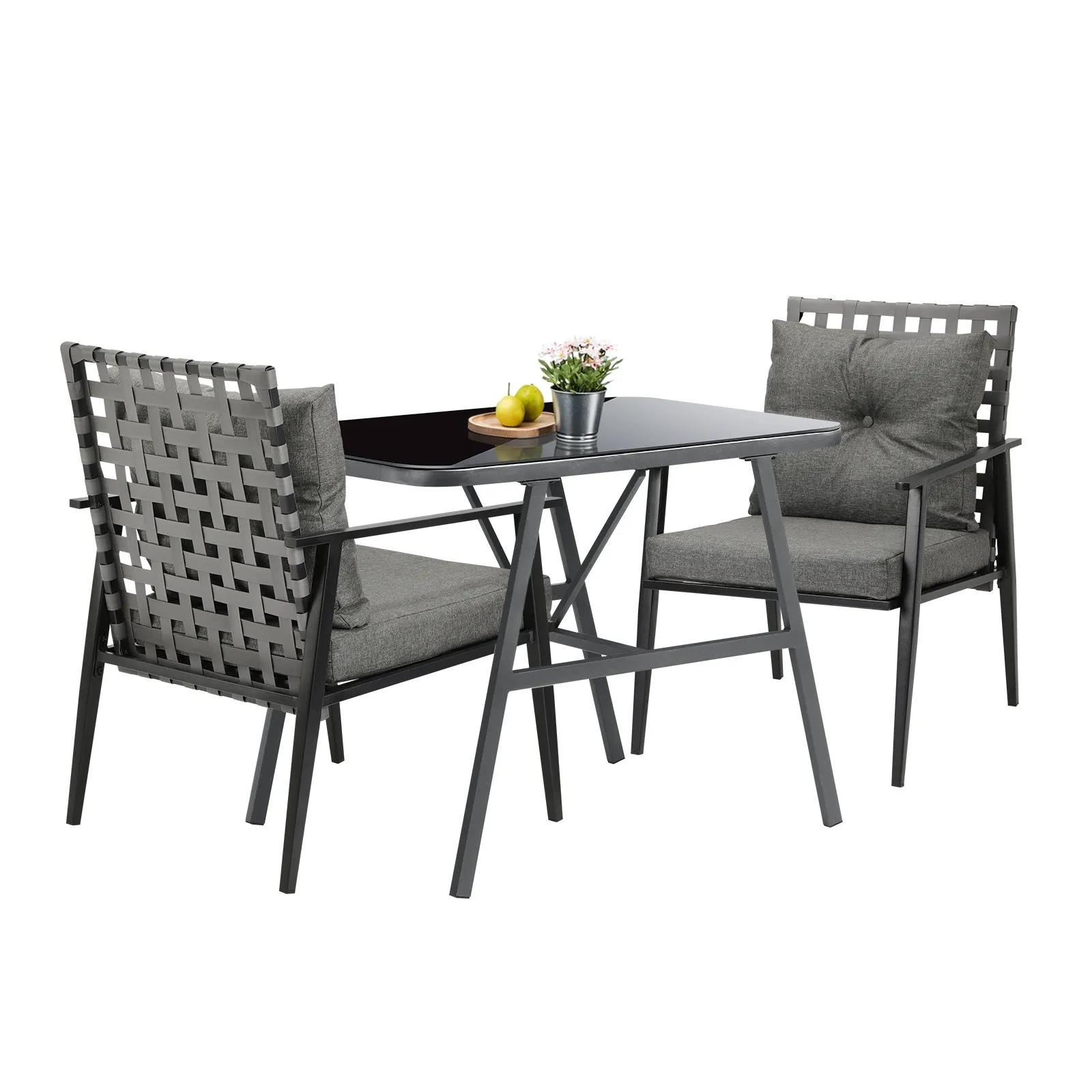 Livsip Outdoor Dining Setting Garden Patio Furniture Rattan Chairs Set 3 Piece