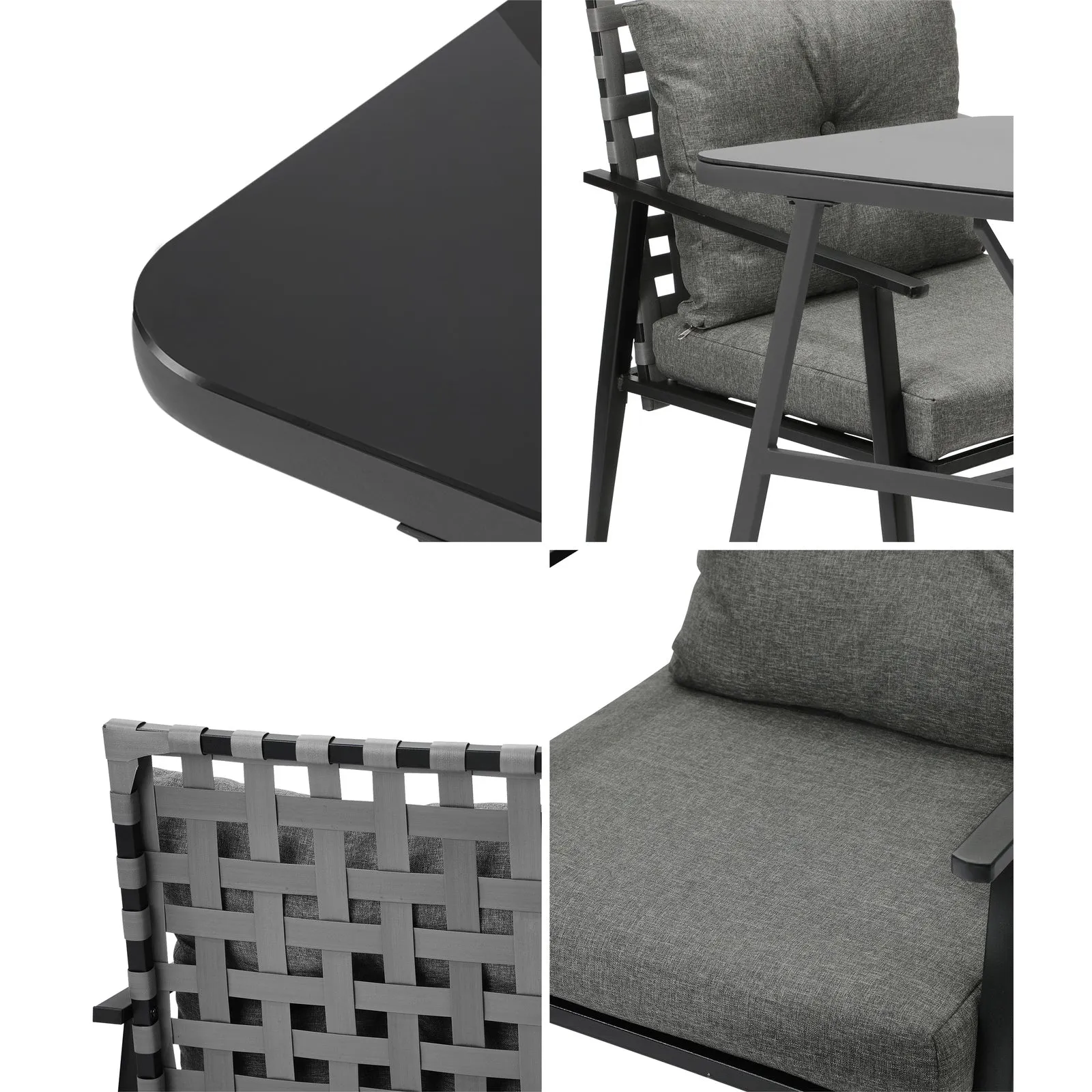 Livsip Outdoor Dining Setting Garden Patio Furniture Rattan Chairs Set 3 Piece