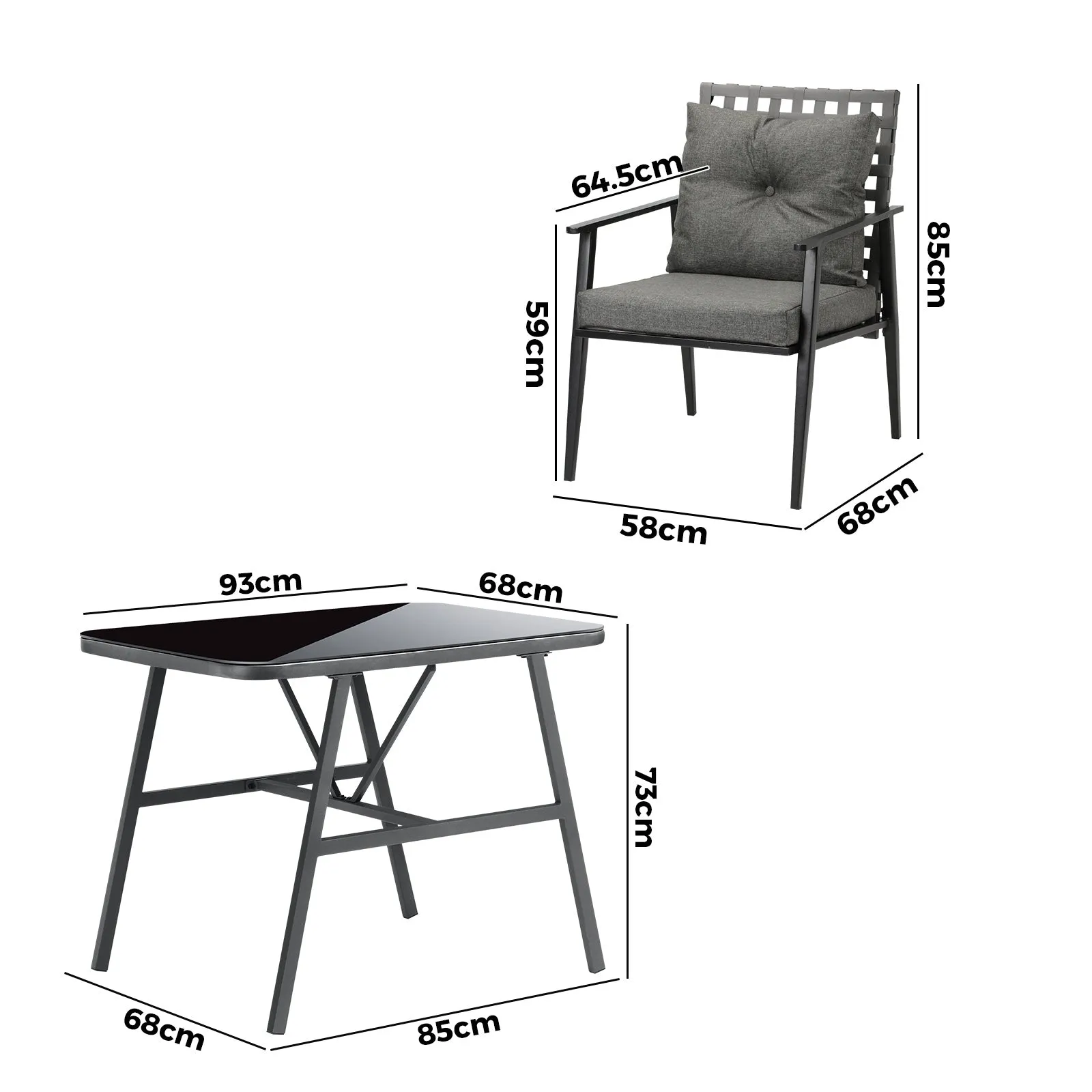 Livsip Outdoor Dining Setting Garden Patio Furniture Rattan Chairs Set 3 Piece