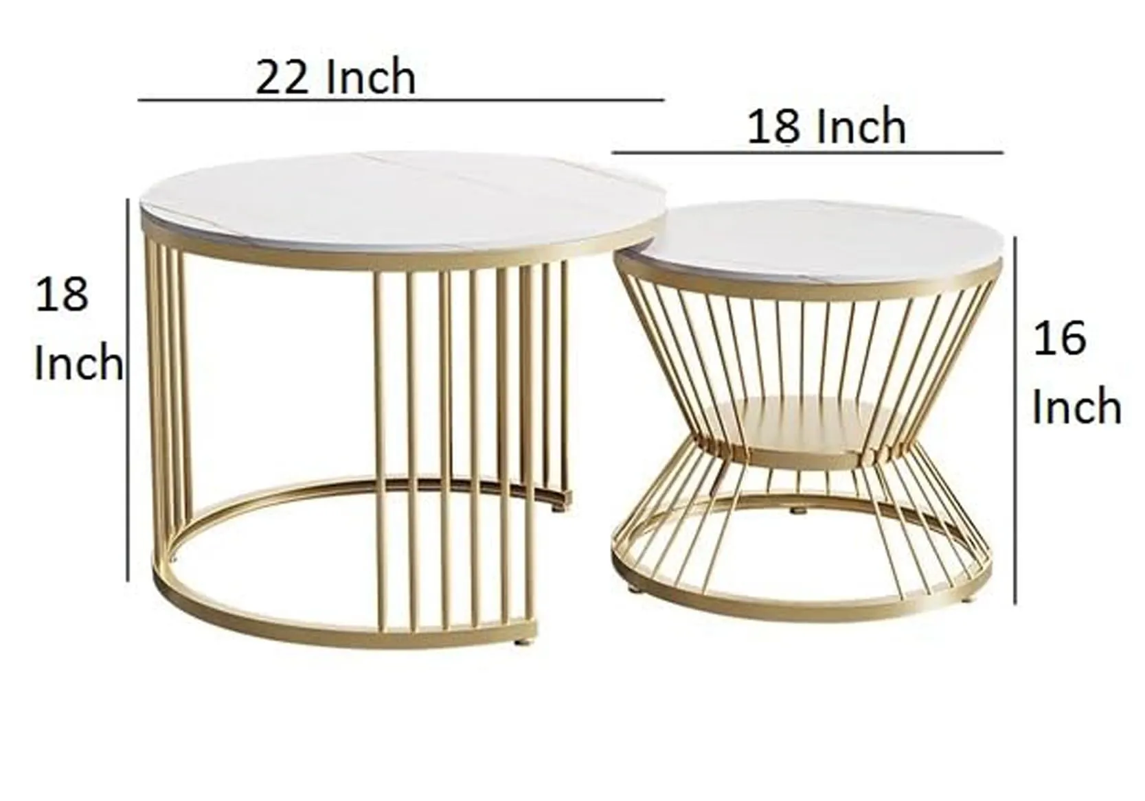 LIXERA Round Coffee Table, Contemporary Minimalist Coffee Table, Side Table Combination for Coffee and Balcony Compact Coffee Table-Black Gold