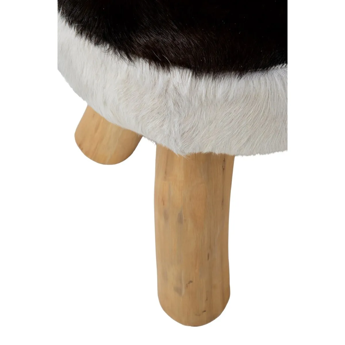 (LS) Safari Natural Hide Stool - Black/White
