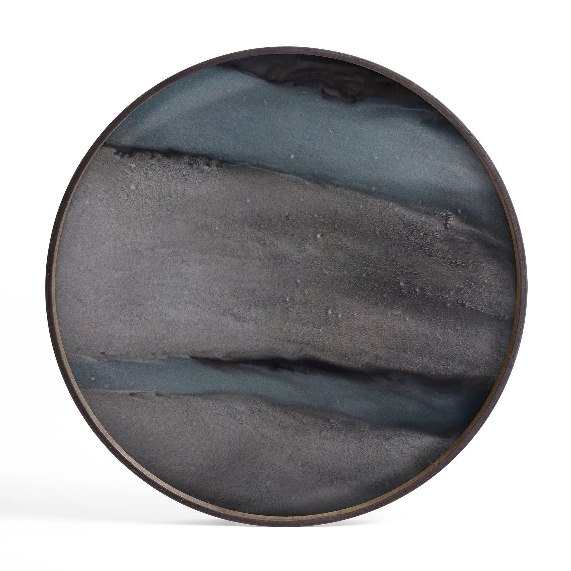 <font color="#ff0000">OPEN BOX</font><br> Graphite Organic Large Round Glass Tray