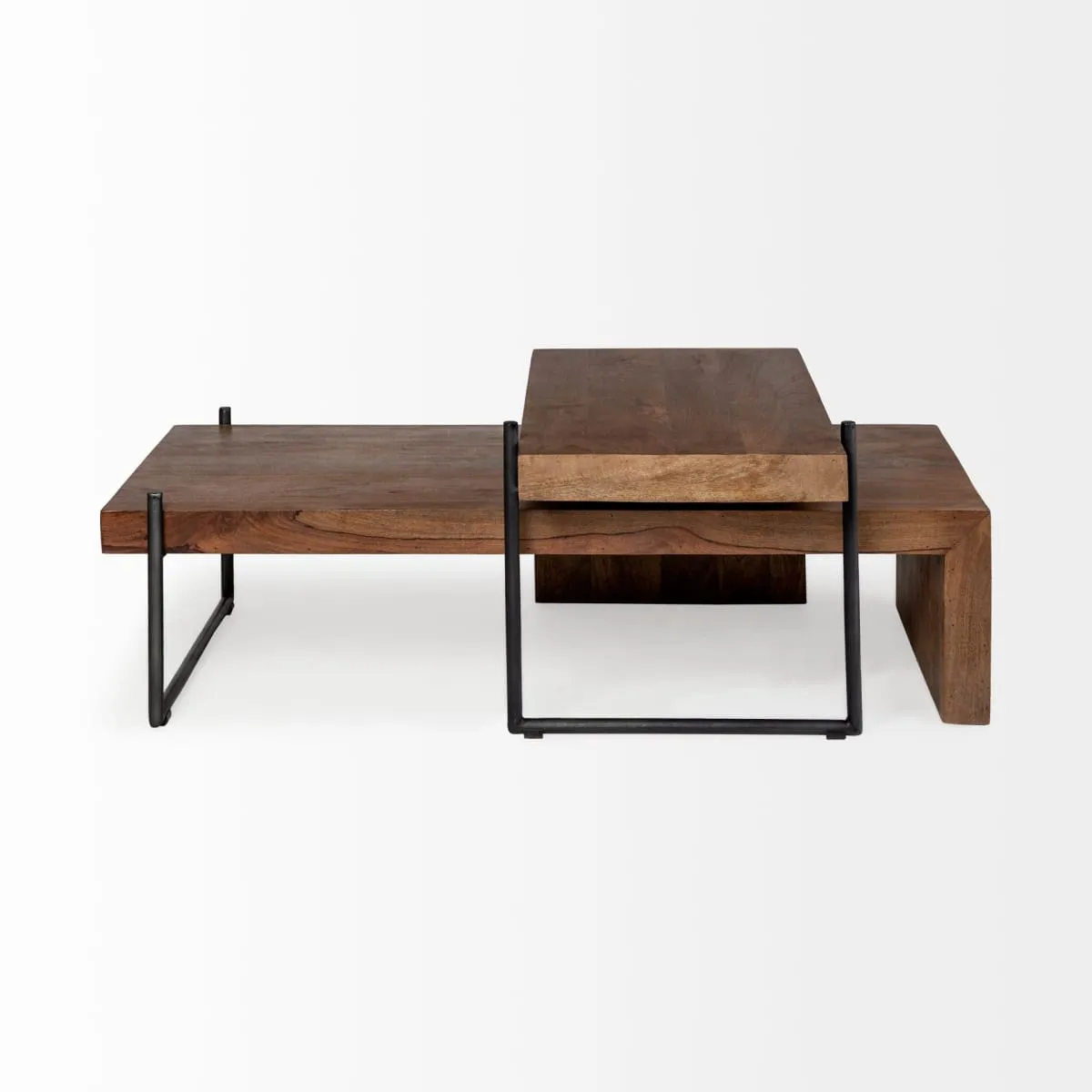 Maddox Coffee Table Brown Wood | Black Metal