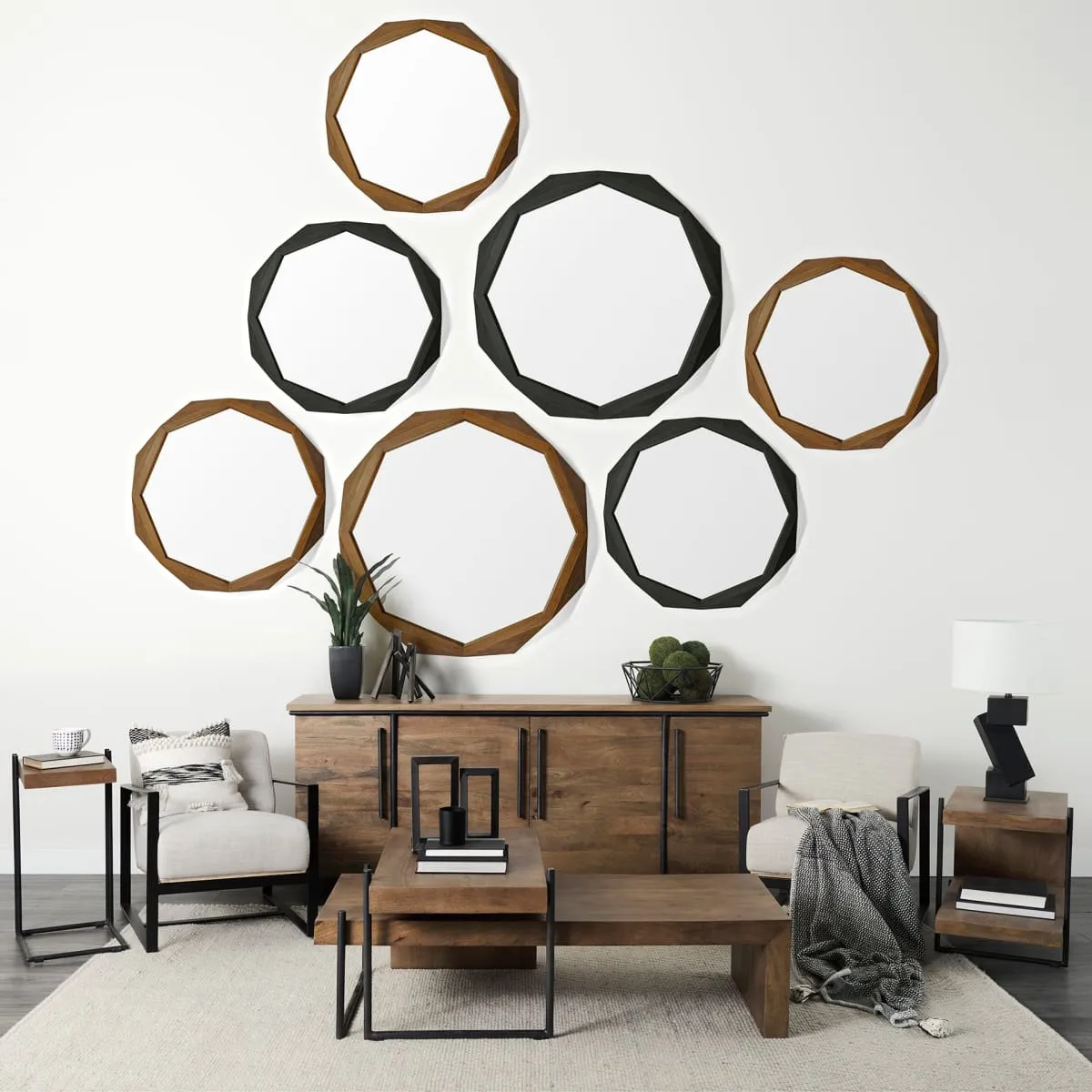 Maddox Coffee Table Brown Wood | Black Metal