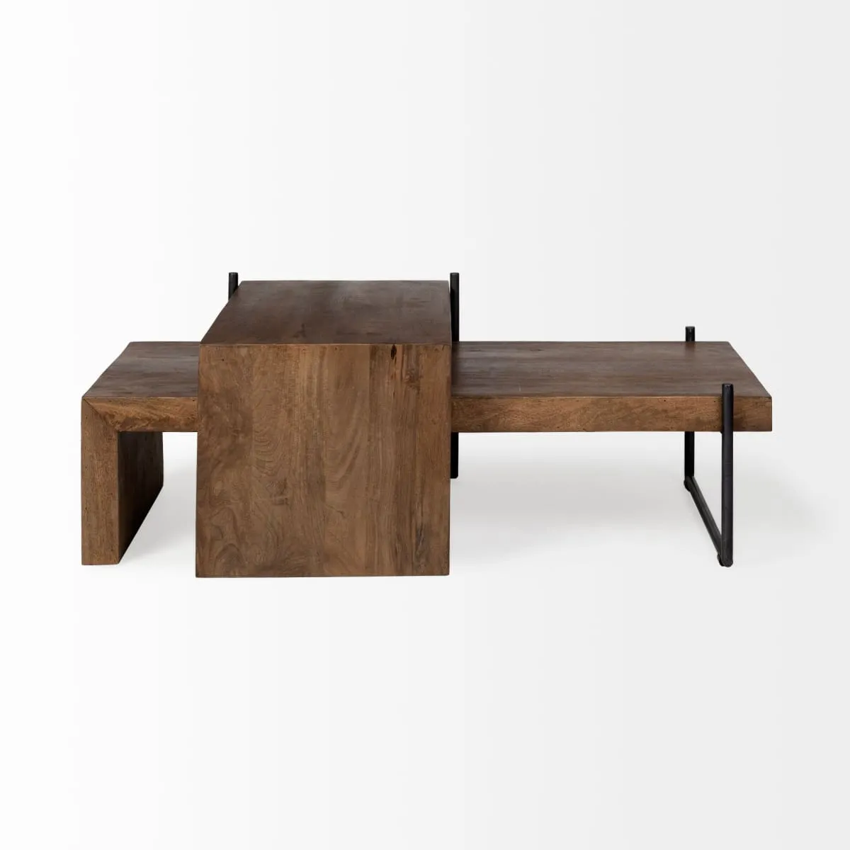 Maddox Coffee Table Brown Wood | Black Metal
