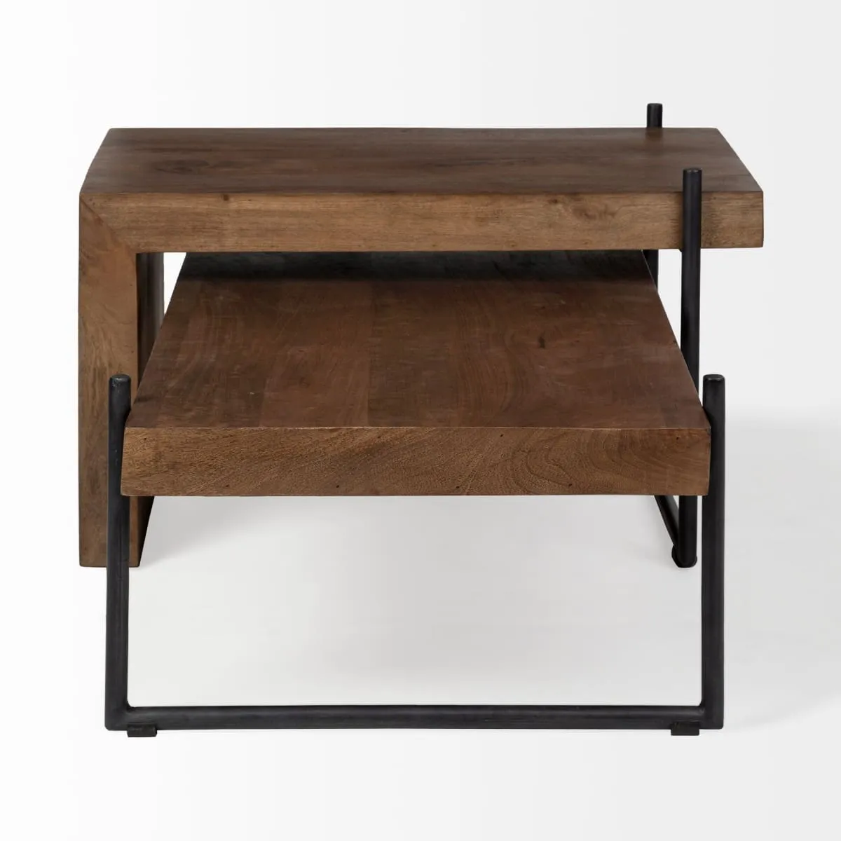 Maddox Coffee Table Brown Wood | Black Metal