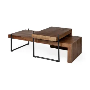 Maddox Coffee Table Brown Wood | Black Metal