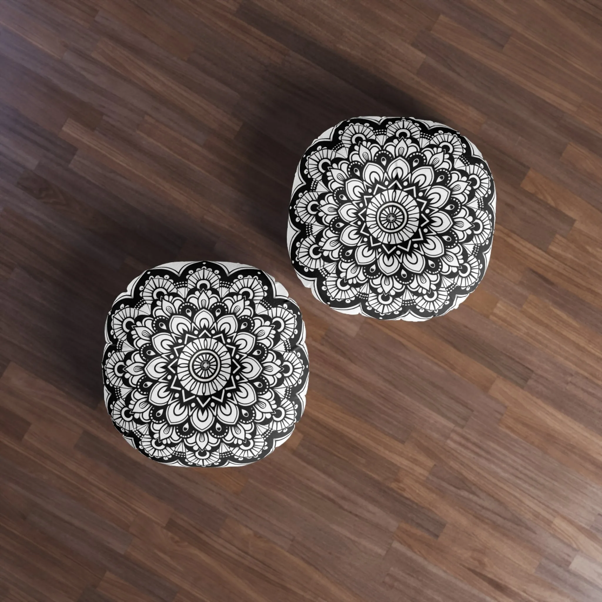Mandala Art Floor Cushion - Round Tufted Pillow