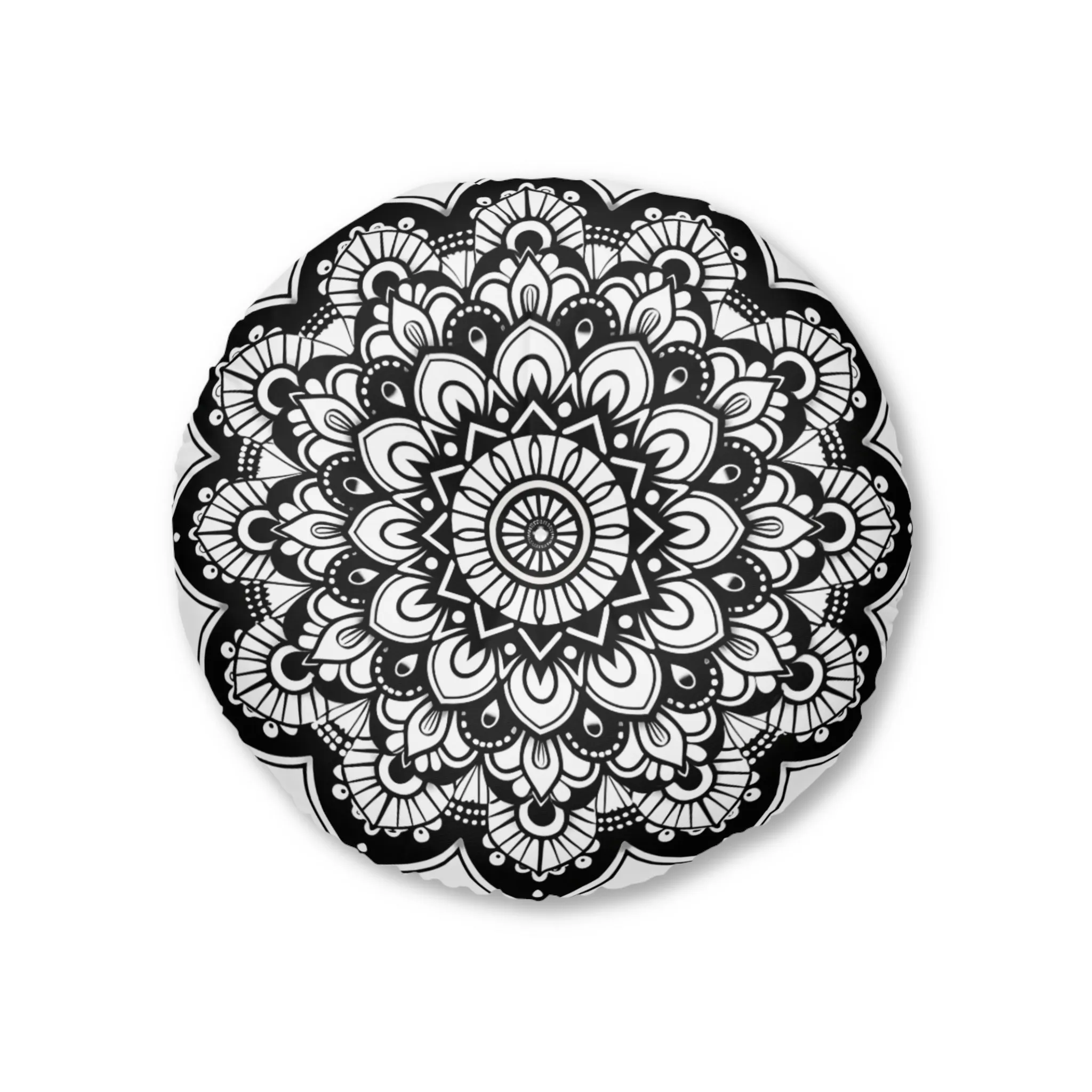 Mandala Art Floor Cushion - Round Tufted Pillow
