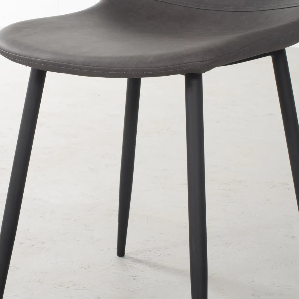 MILAN - Dark Grey Leather Dining Chair