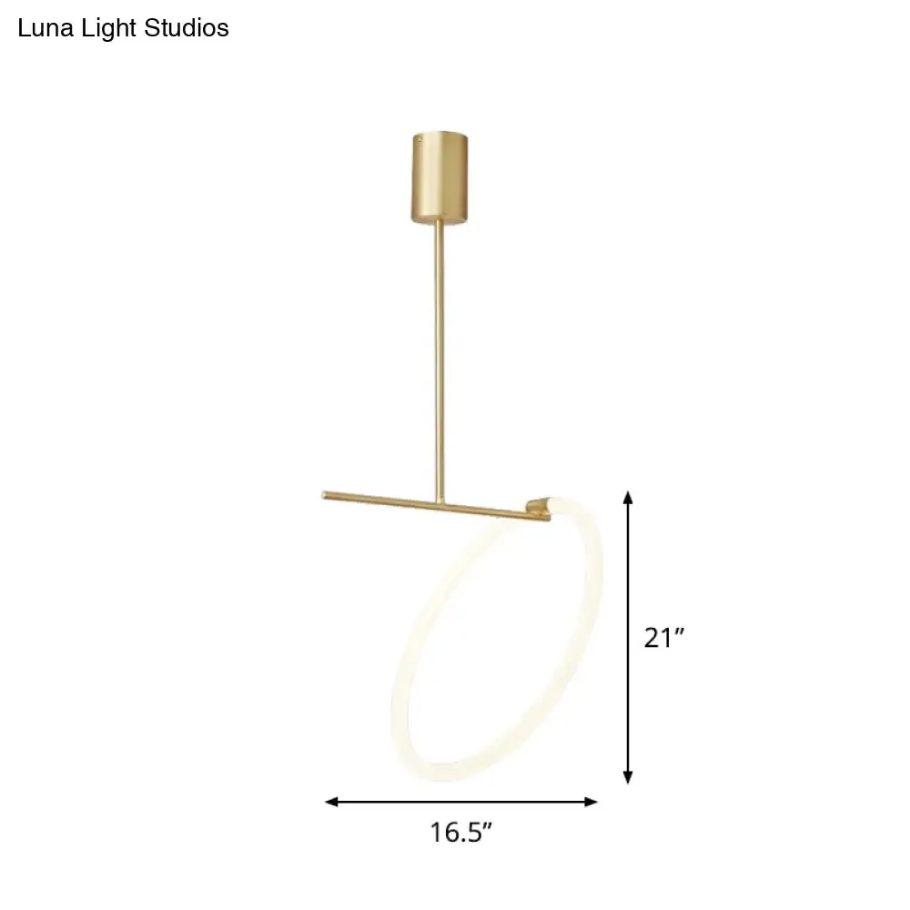 Minimalist Acrylic Hoop LED Pendant Light in White and Gold for Table Suspension