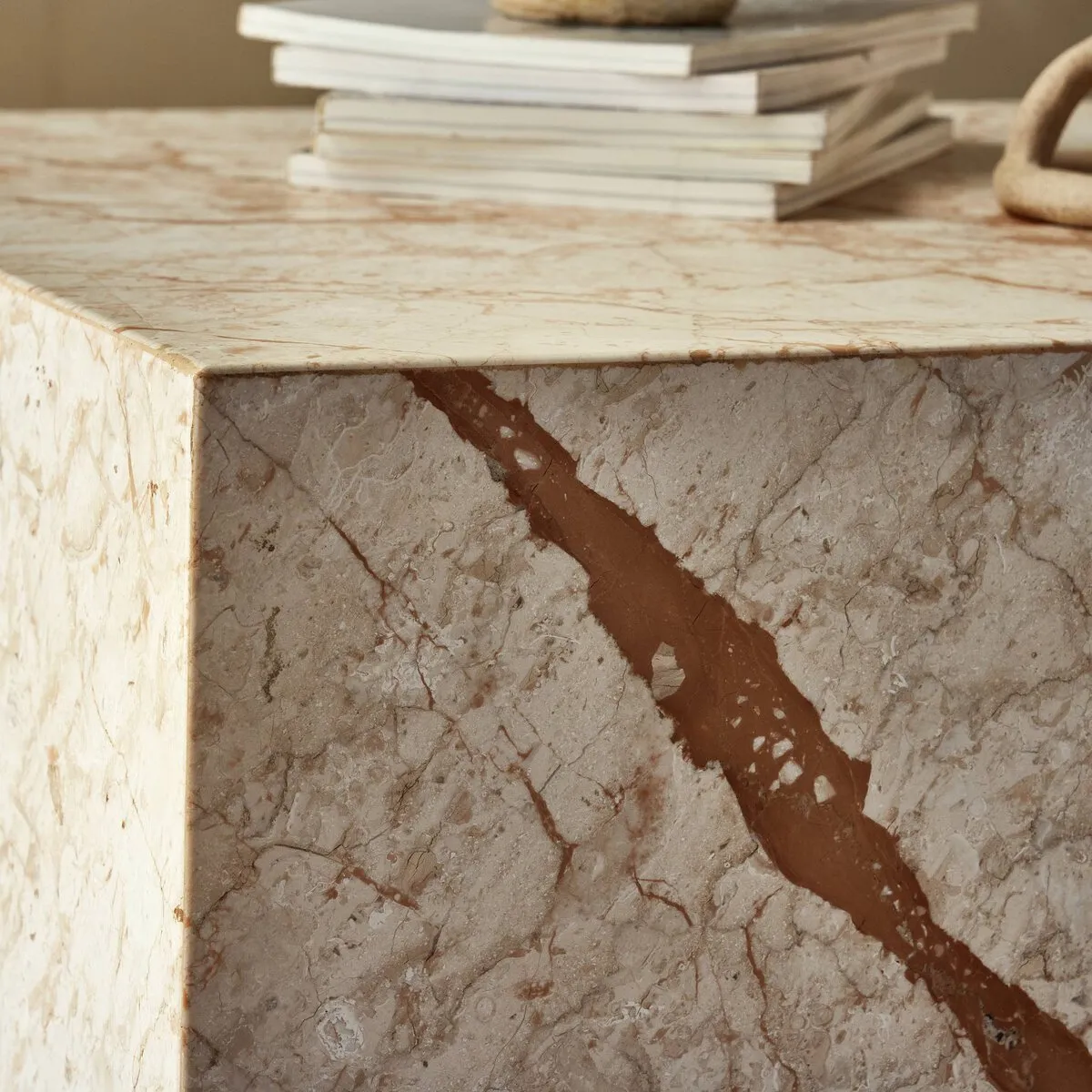Modern Marble Plinth End Table