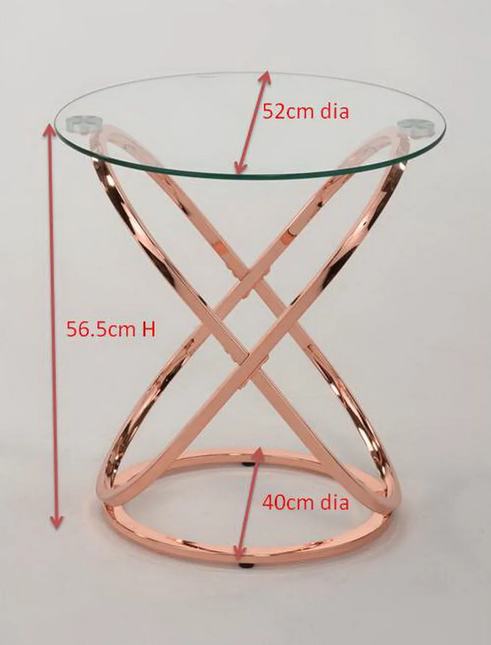 Monarch Clear Glass Round Coffee/Side End Table With Copper Base