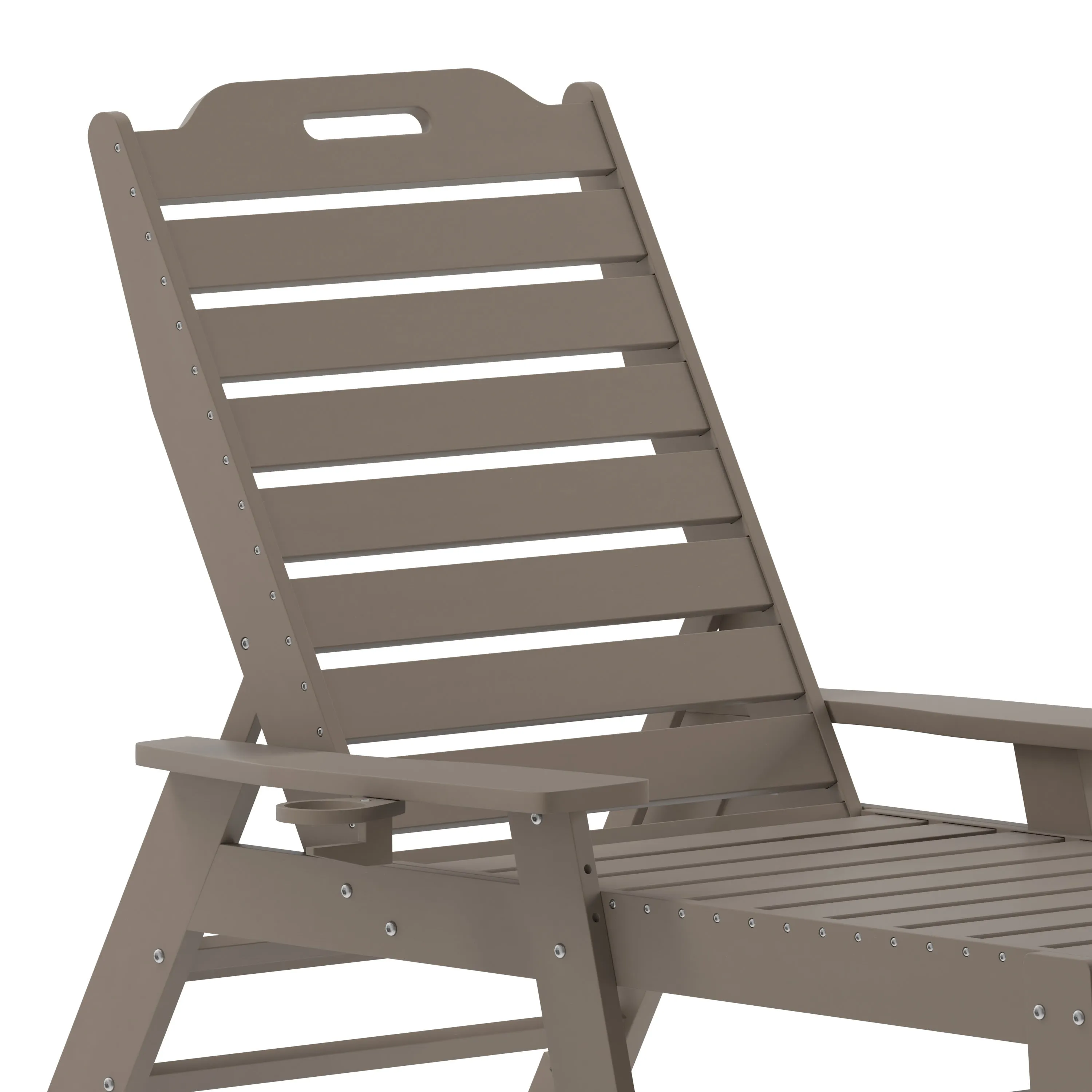 Monterey Commercial Grade 3-Piece Indoor/Outdoor Adirondack Set with 2 Adjustable HDPE Loungers with Cup Holders and 2-Tier Side Table