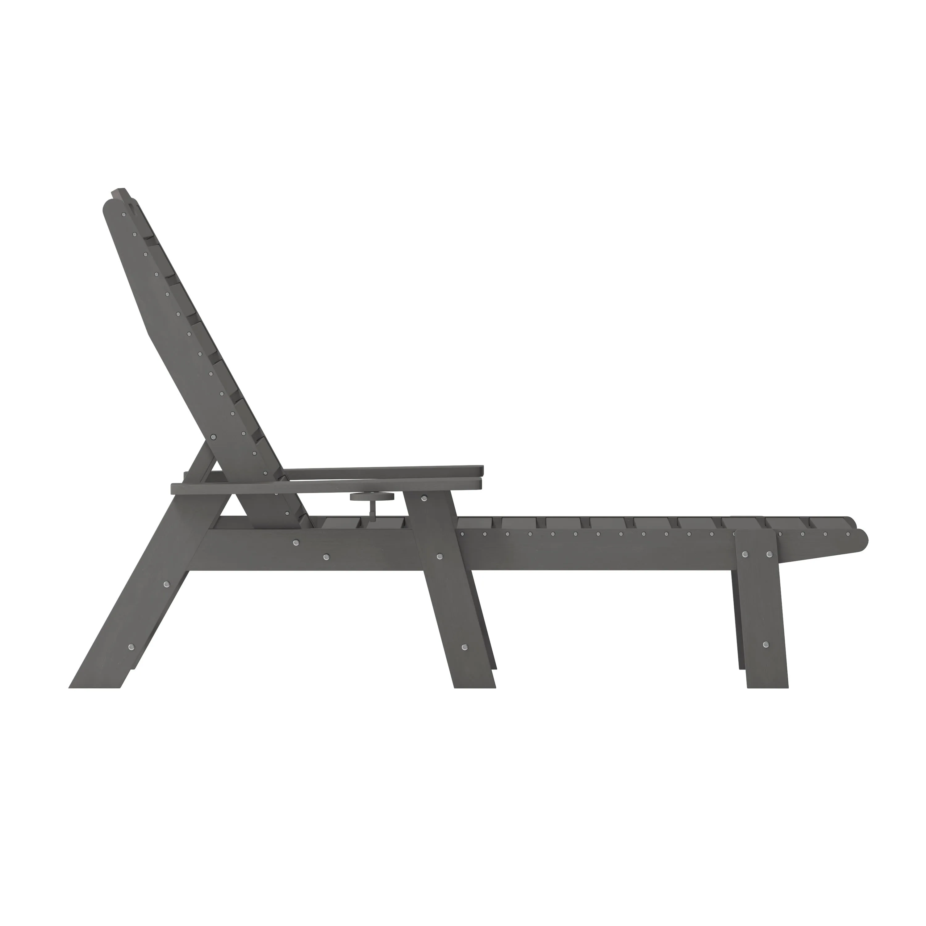 Monterey Commercial Grade 3-Piece Indoor/Outdoor Adirondack Set with 2 Adjustable HDPE Loungers with Cup Holders and Folding Side Table