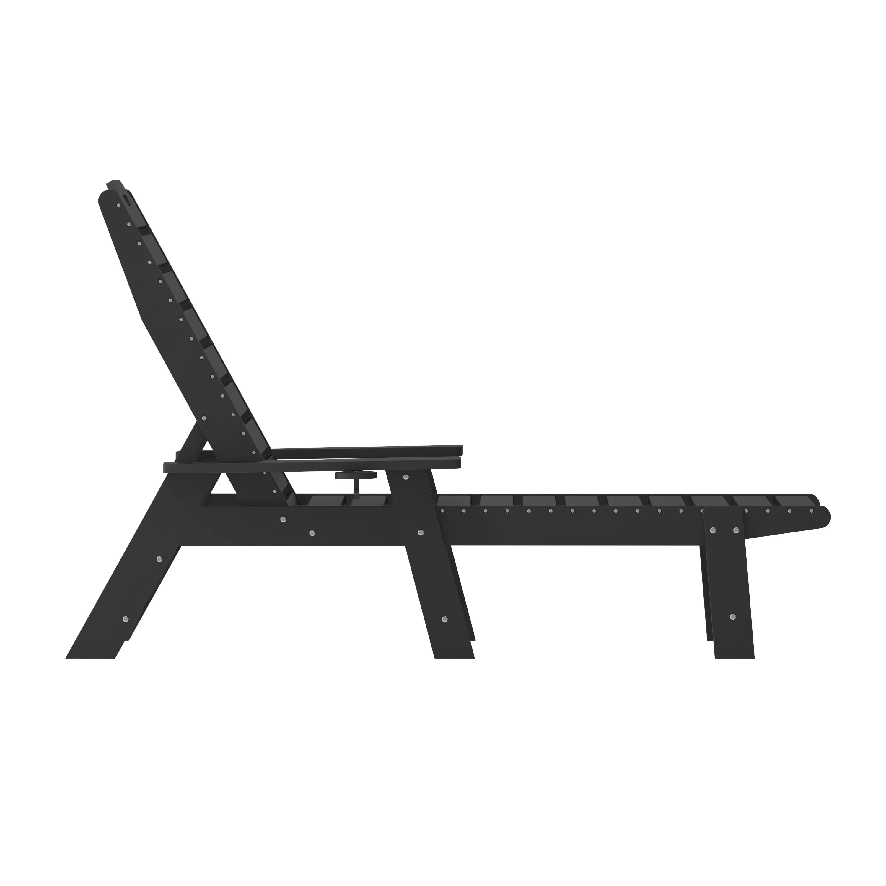 Monterey Commercial Grade 3-Piece Indoor/Outdoor Adirondack Set with 2 Adjustable HDPE Loungers with Cup Holders and Folding Side Table