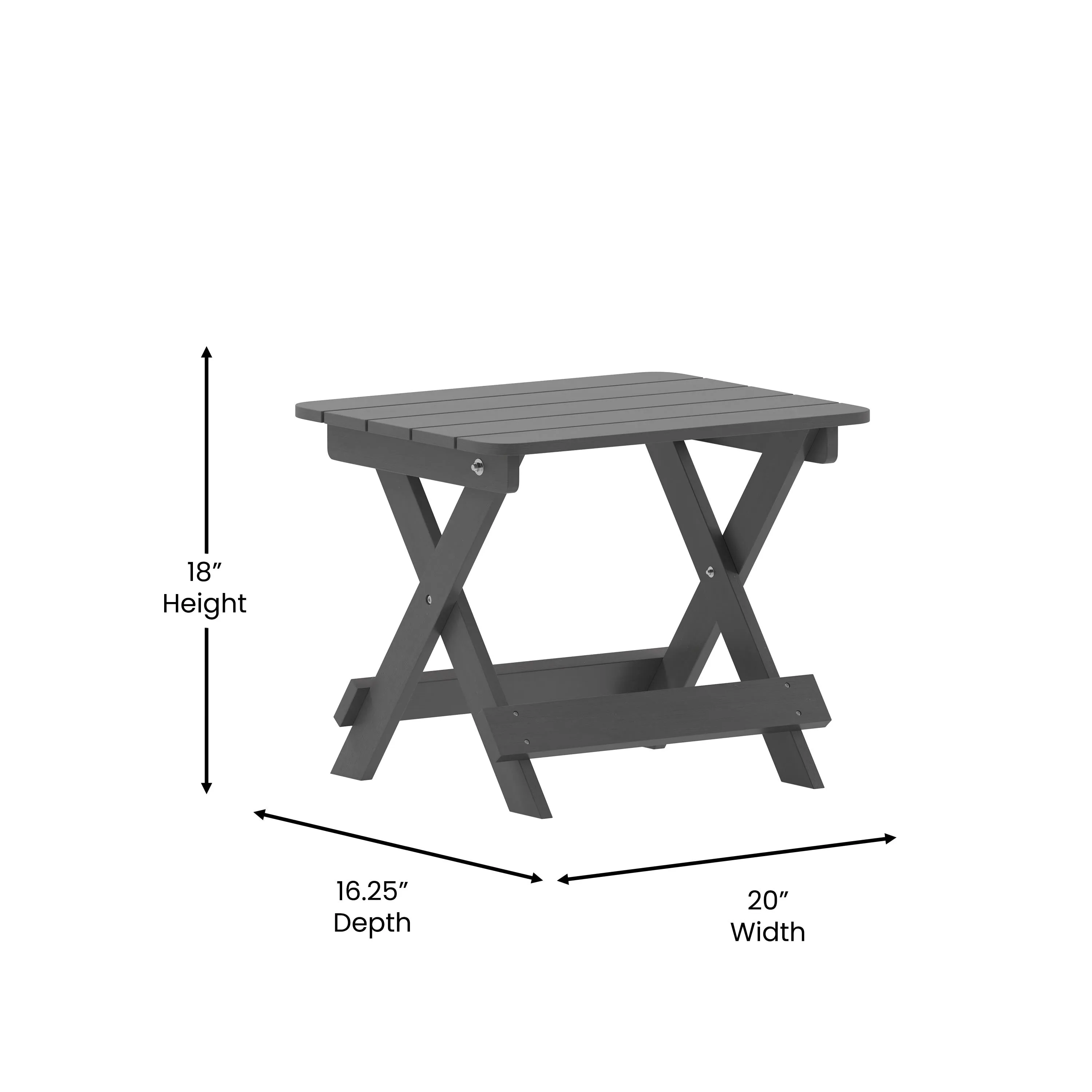 Monterey Commercial Grade 3-Piece Indoor/Outdoor Adirondack Set with 2 Adjustable HDPE Loungers with Cup Holders and Folding Side Table