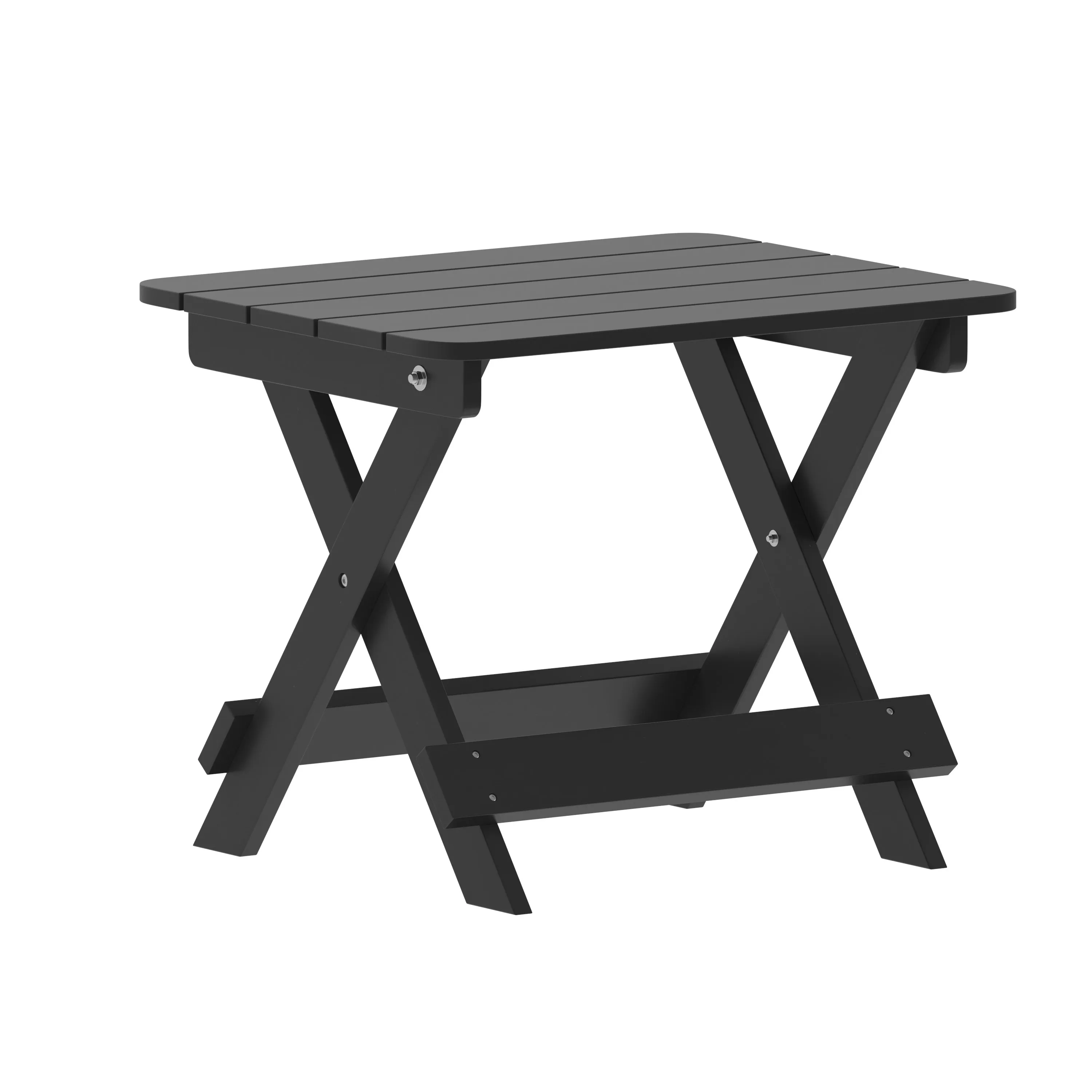 Monterey Commercial Grade 3-Piece Indoor/Outdoor Adirondack Set with 2 Adjustable HDPE Loungers with Cup Holders and Folding Side Table