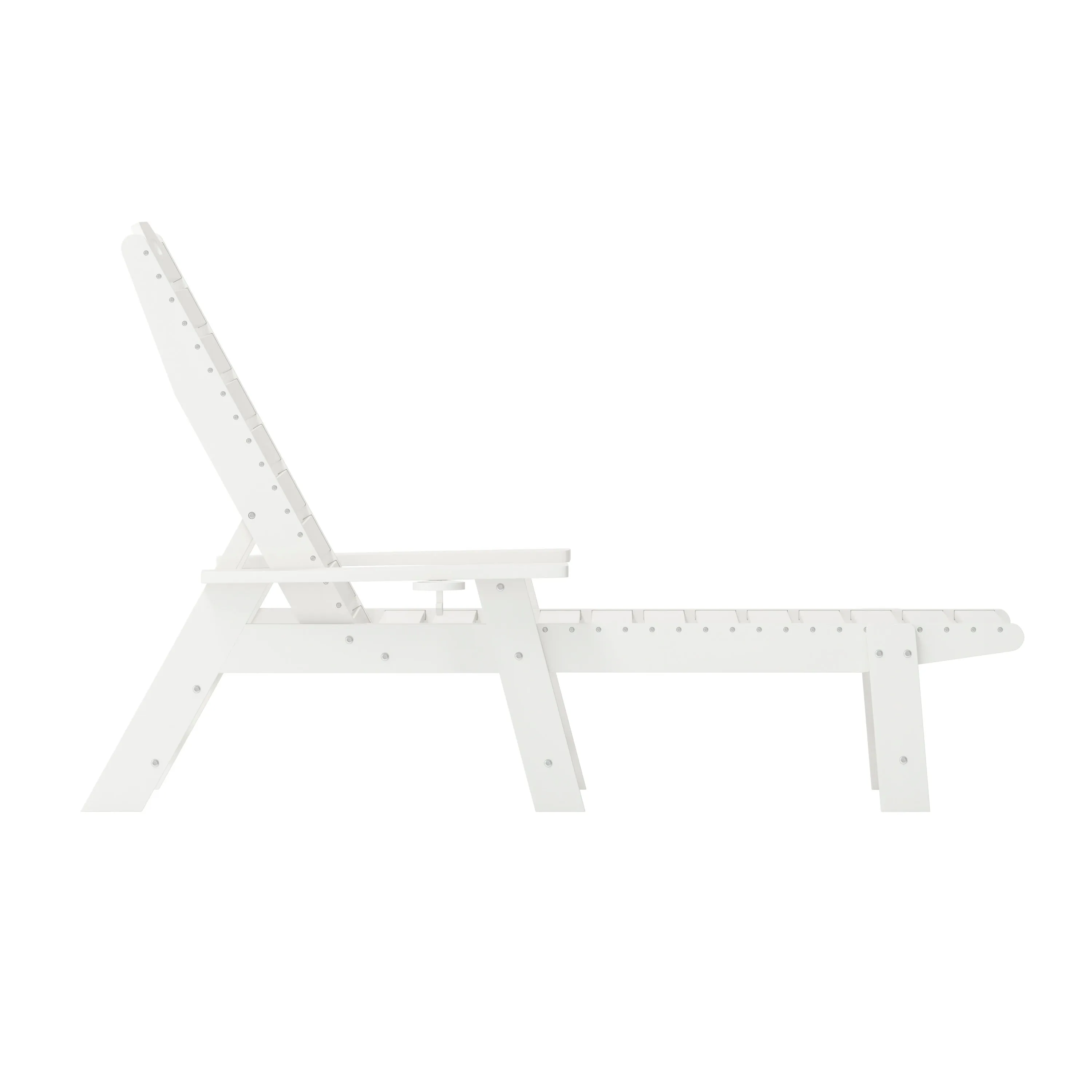 Monterey Commercial Grade 3-Piece Indoor/Outdoor Adirondack Set with 2 Adjustable HDPE Loungers with Cup Holders and Folding Side Table