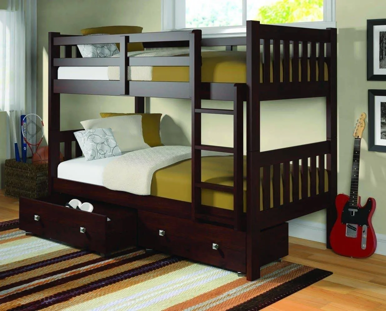 Morgan Modern Cappuccino Bunk Bed with Storage