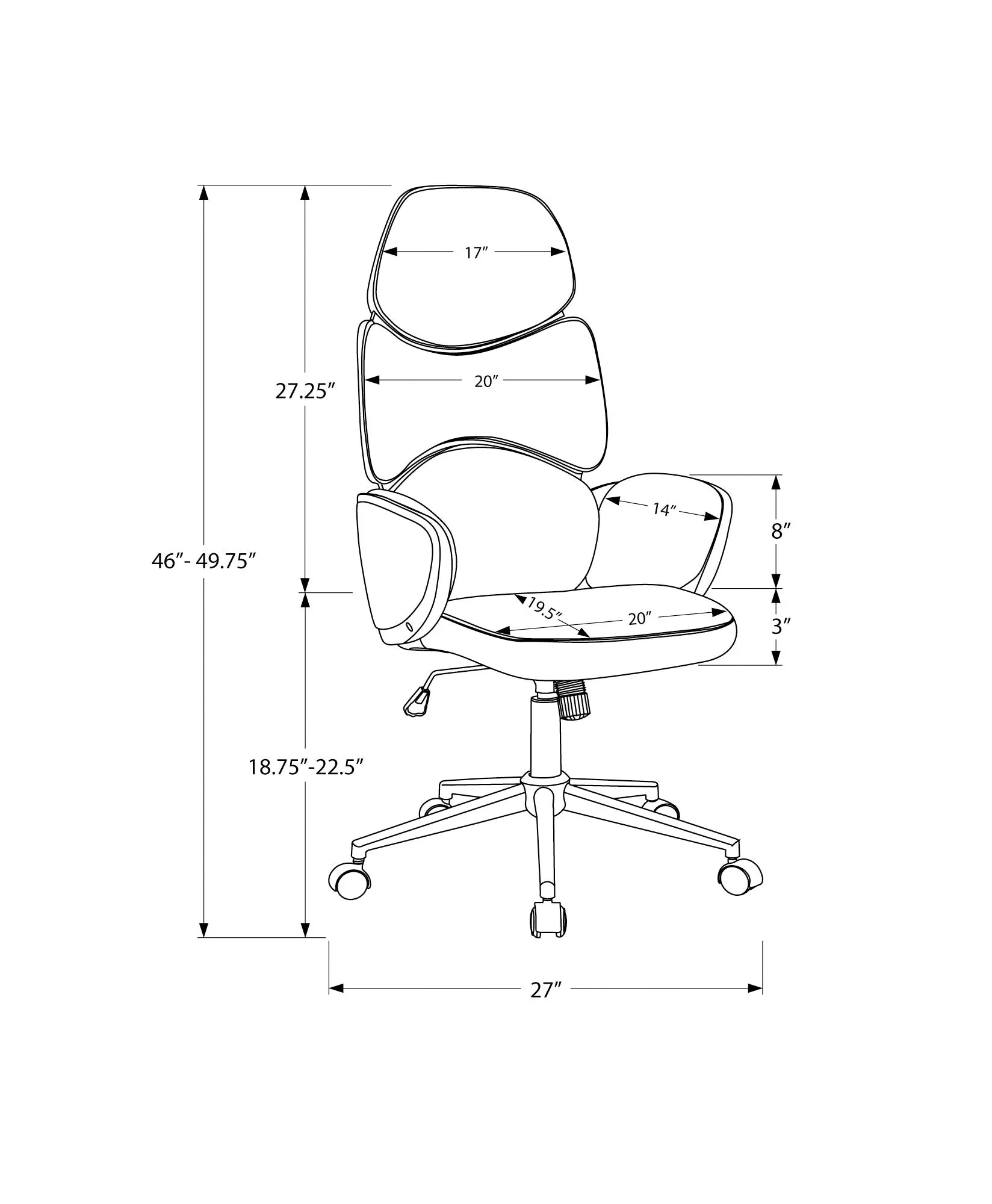 Office Chair - Grey Leather-Look / High Back Executive