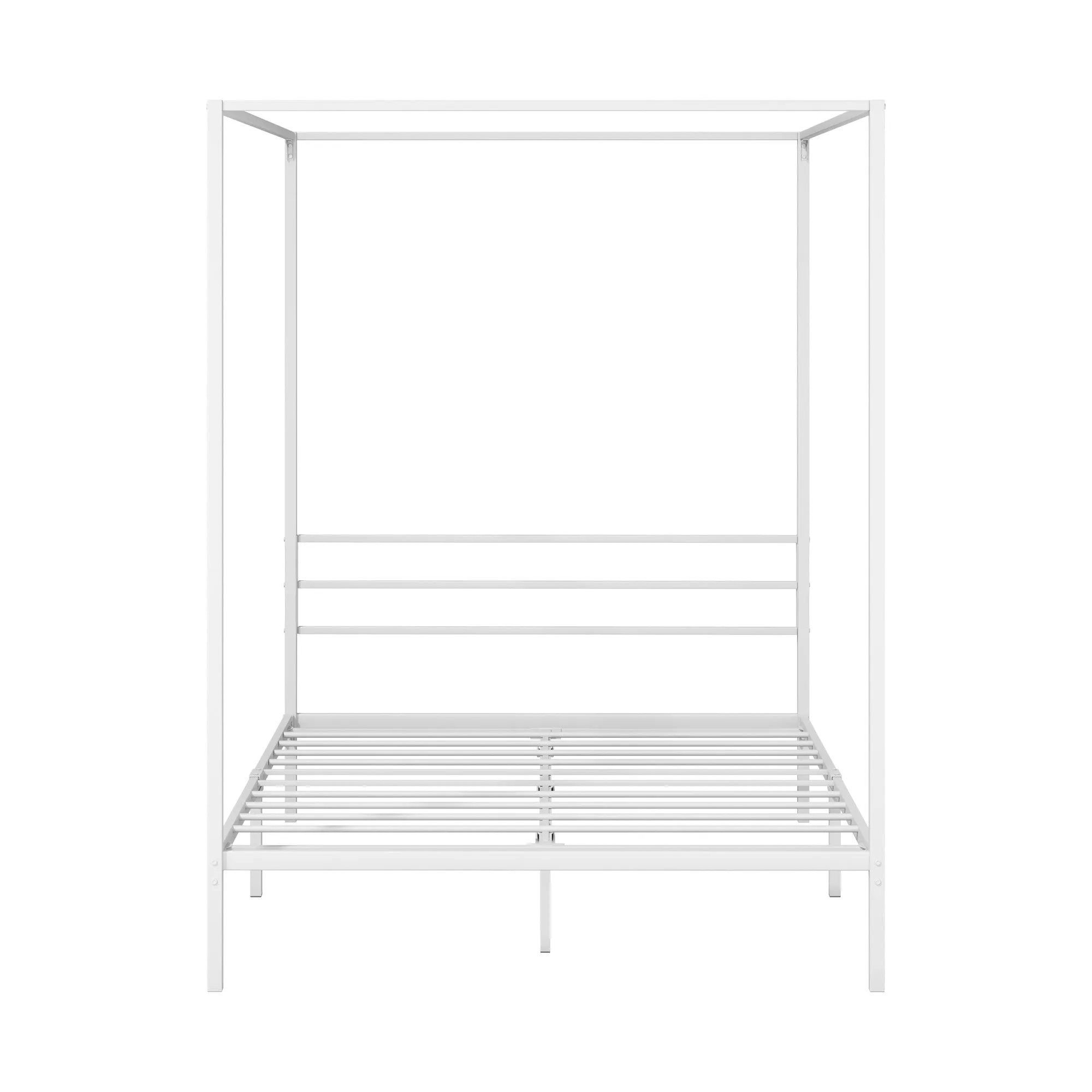 Oikiture Metal Canopy Bed Frame Double Size Beds Platform White