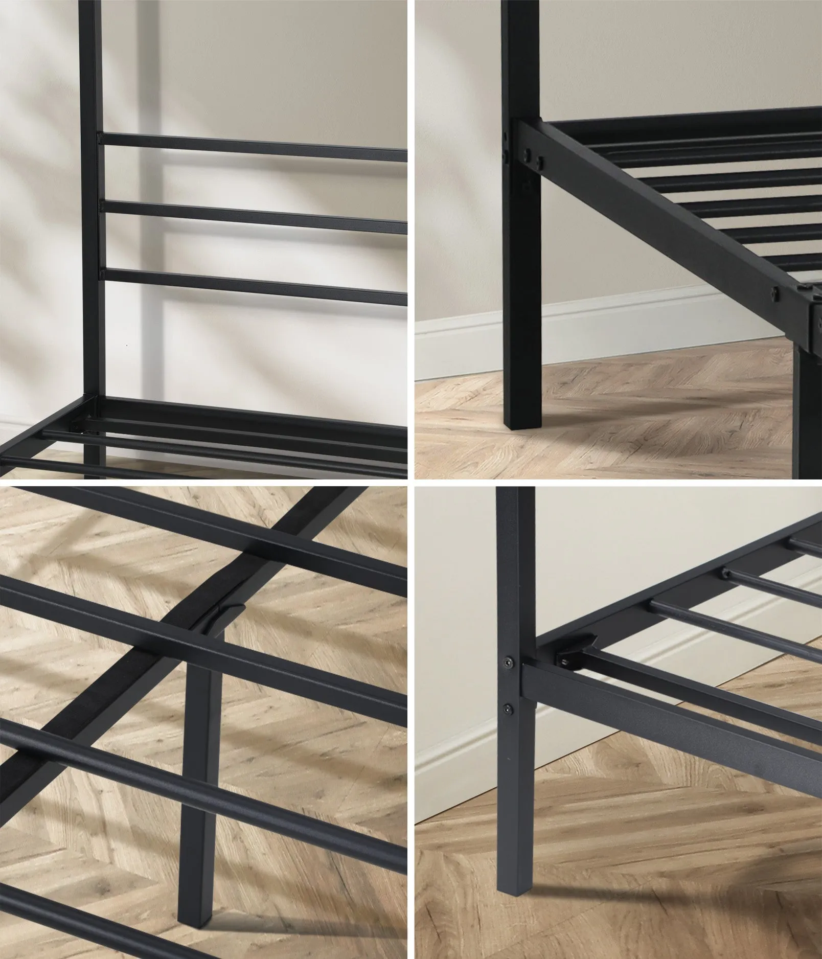Oikiture Metal Canopy Bed Frame Queen Size Beds Platform