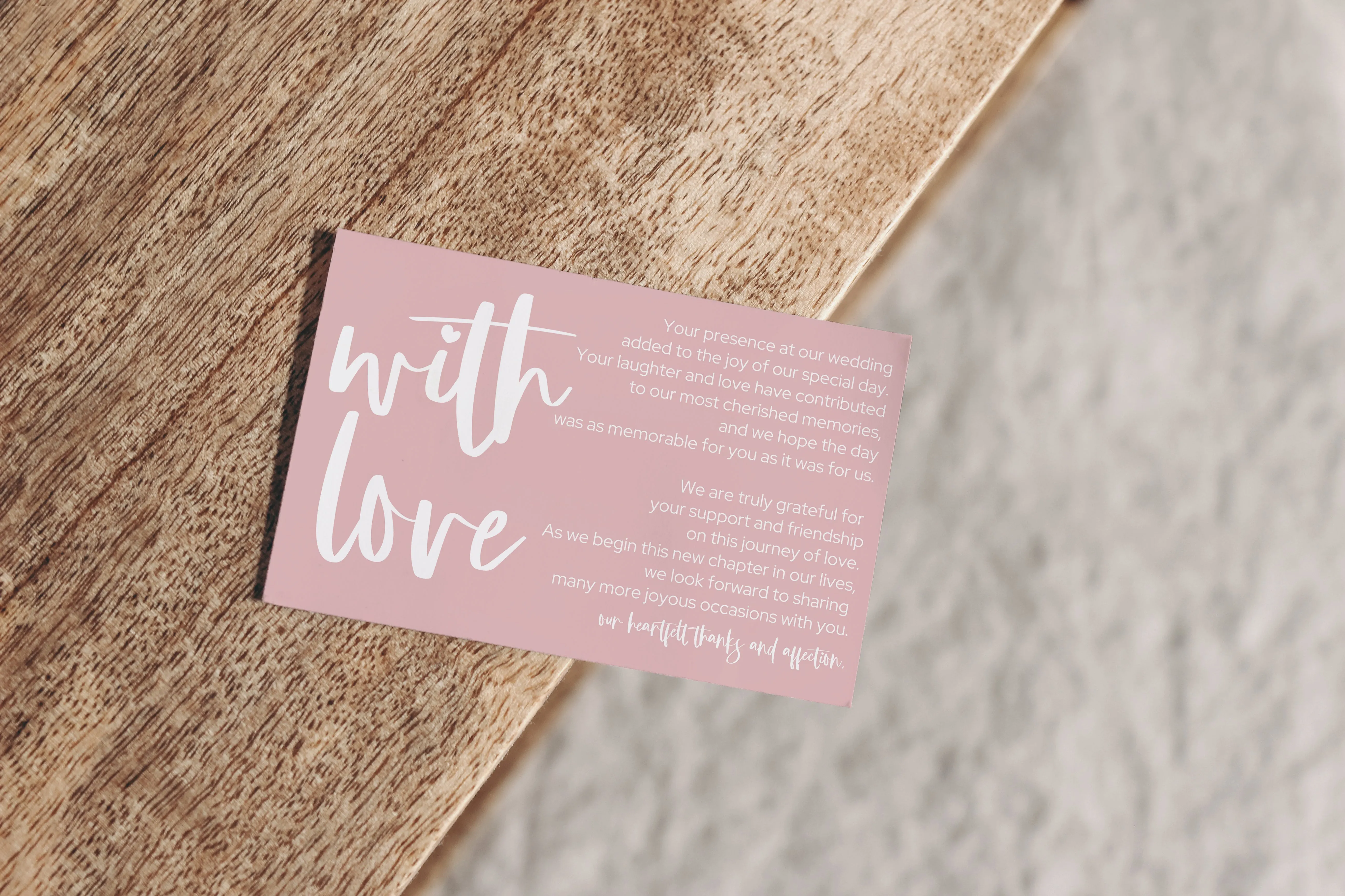 Pink Majesty Wedding Reception Thank You Cards (25 Pack) With Love and Gratitude from the Newlyweds, 4x6 Set