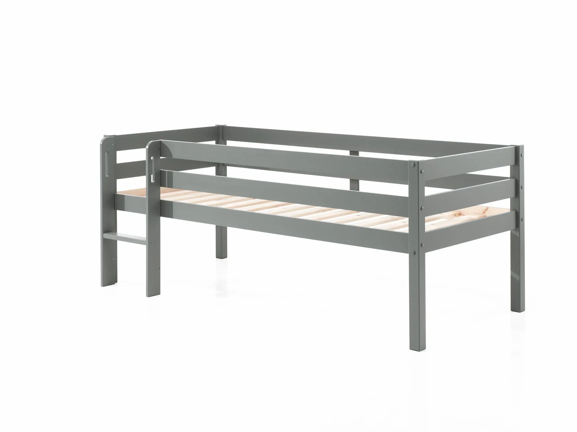 Pino Midsleeper with Ladder and 3 Drawers in Grey