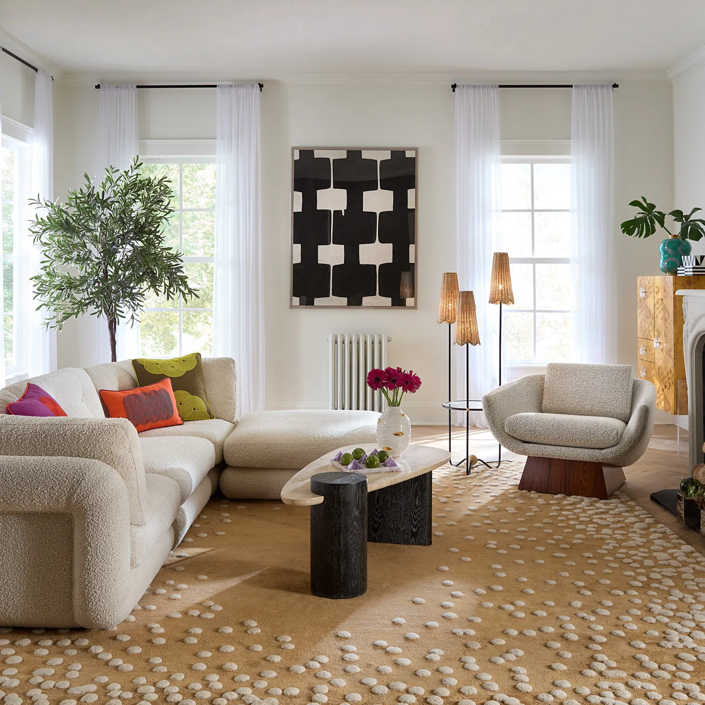 Pompidou 304.8cm Modular Four-Piece Sectional with Ottoman