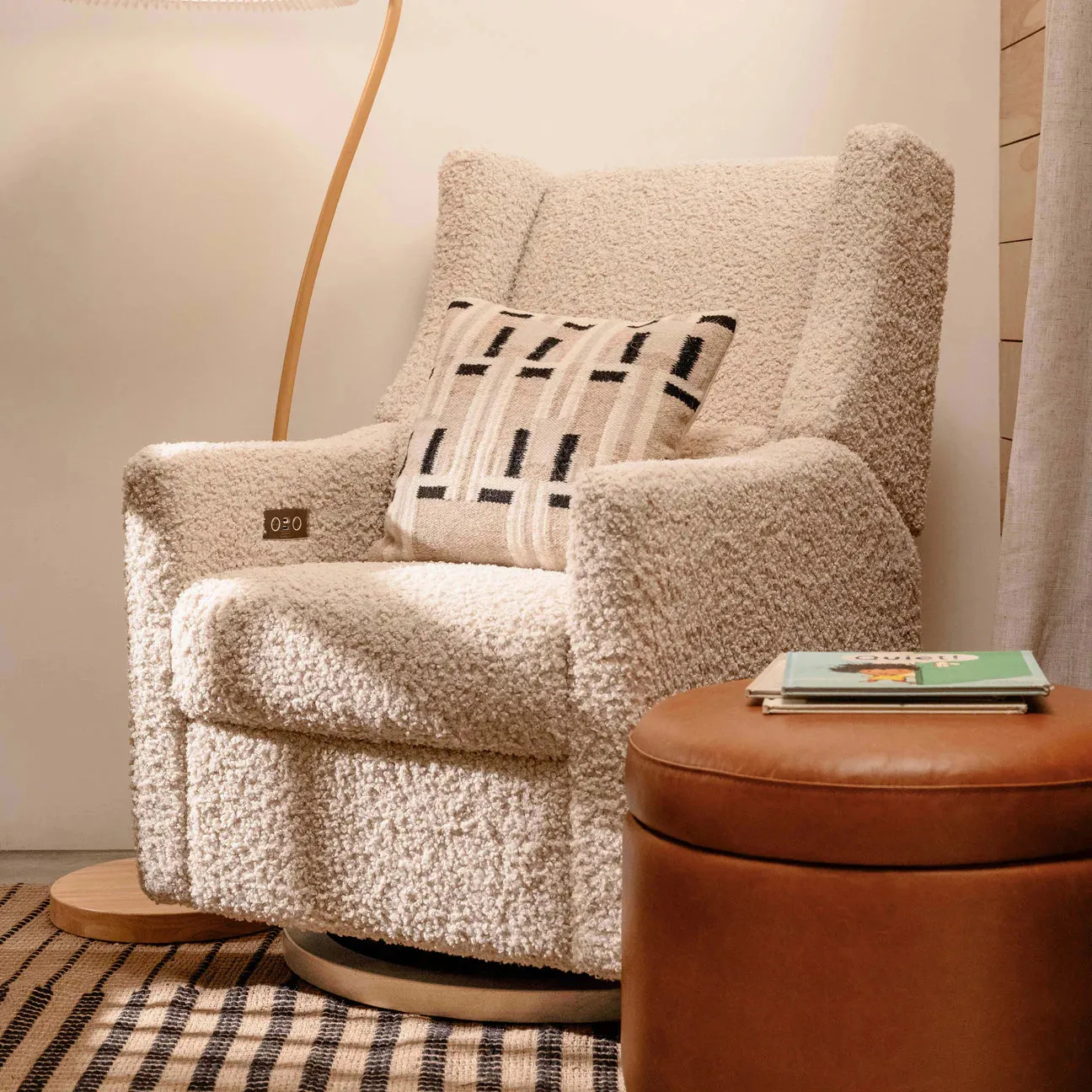 Pre-Order Kiwi Electronic Recliner and Swivel Glider in Teddy Loop with USB port - Teddy Loop