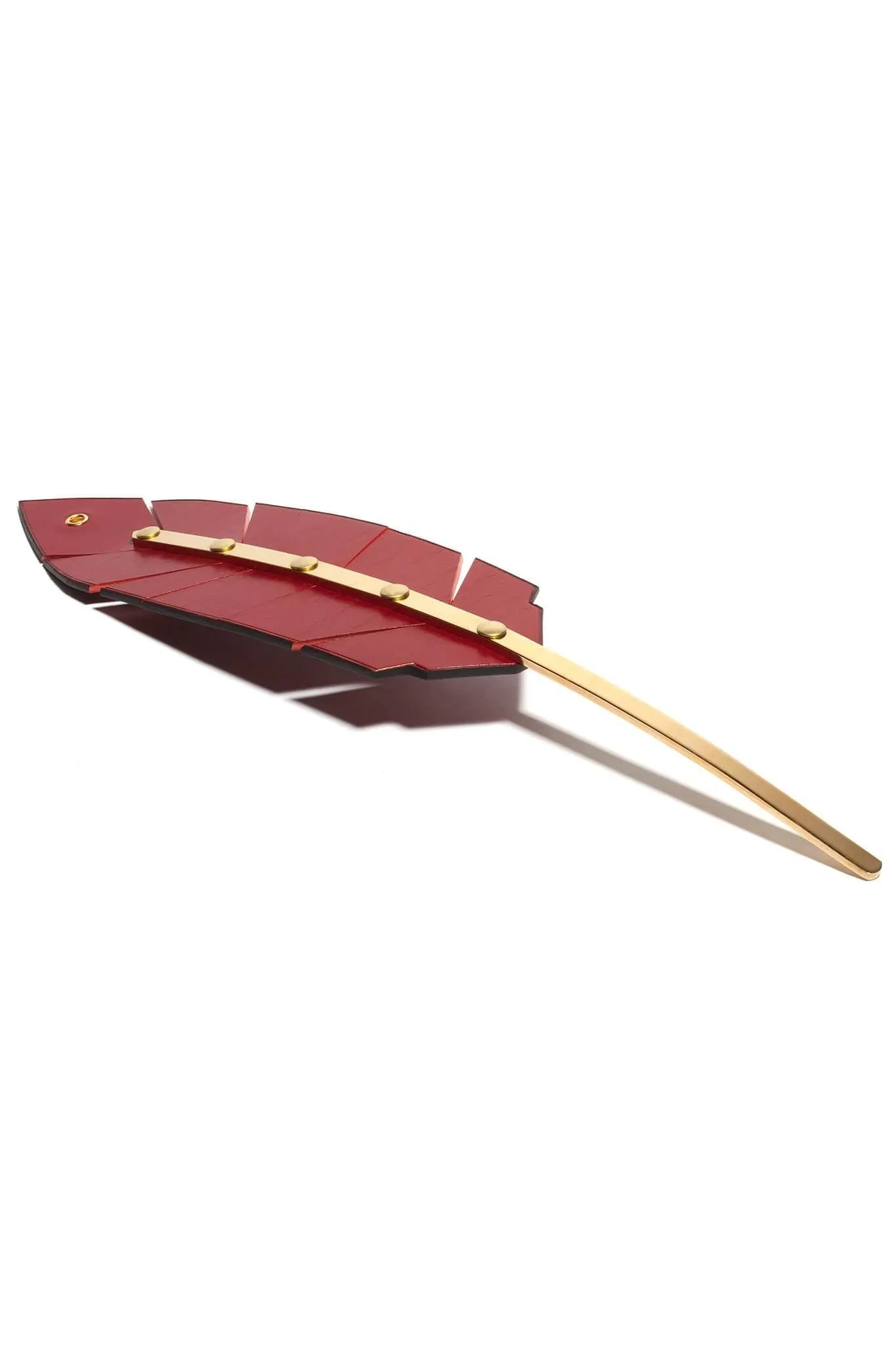 Red Leather Feather Bcasse Paddle
