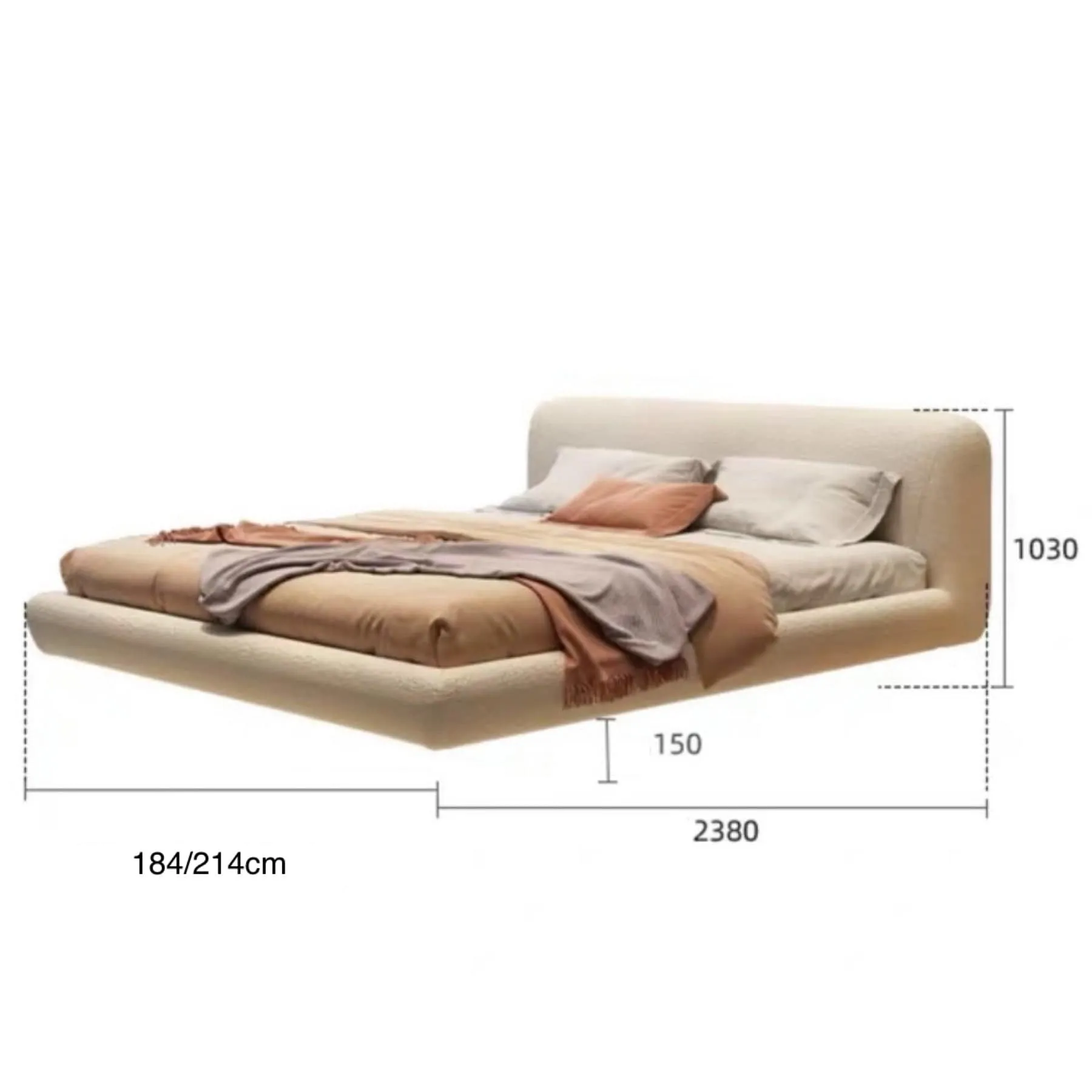 Remi Boucle Floating Bed Frame