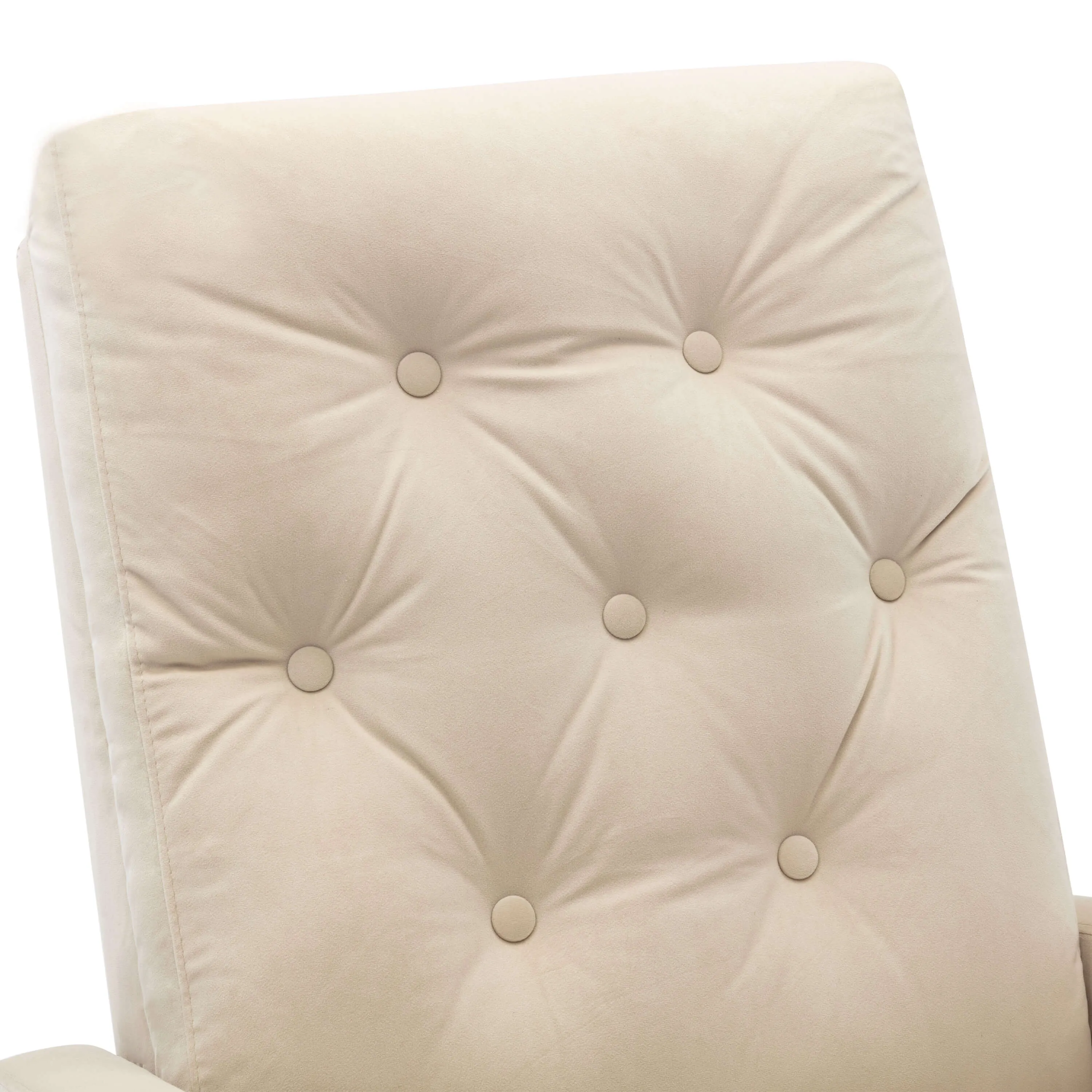 Rocking Chair High Back Mid Century Accent Chair Comfy Armchair with Fabric Padded Seat(Beige)