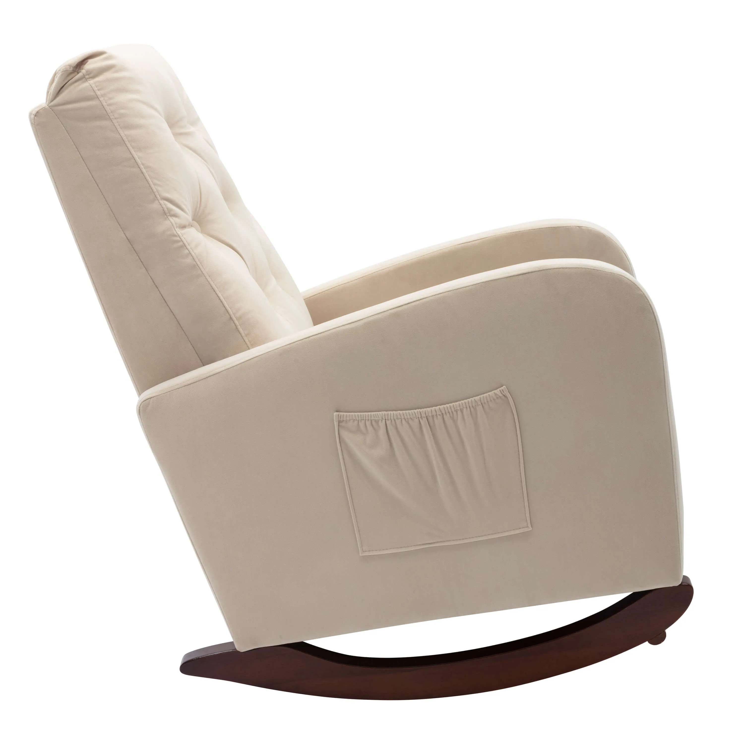 Rocking Chair High Back Mid Century Accent Chair Comfy Armchair with Fabric Padded Seat(Beige)