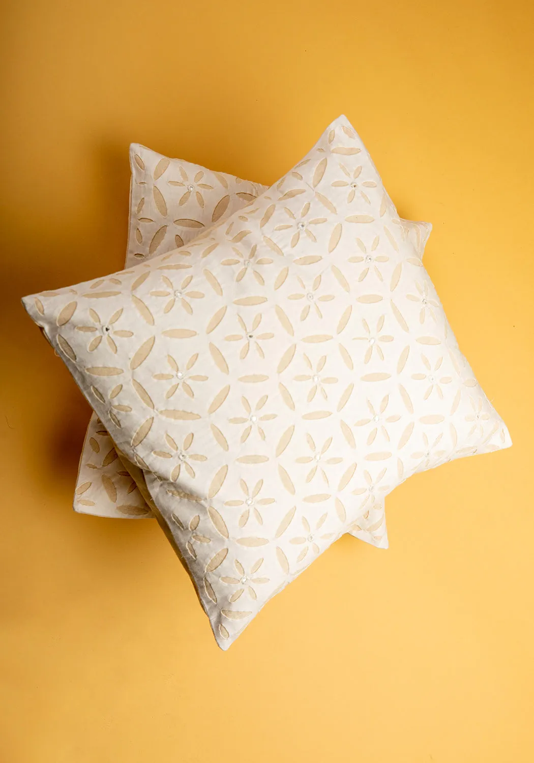 Royal Comfort Applique Work Cotton Cushion Cover